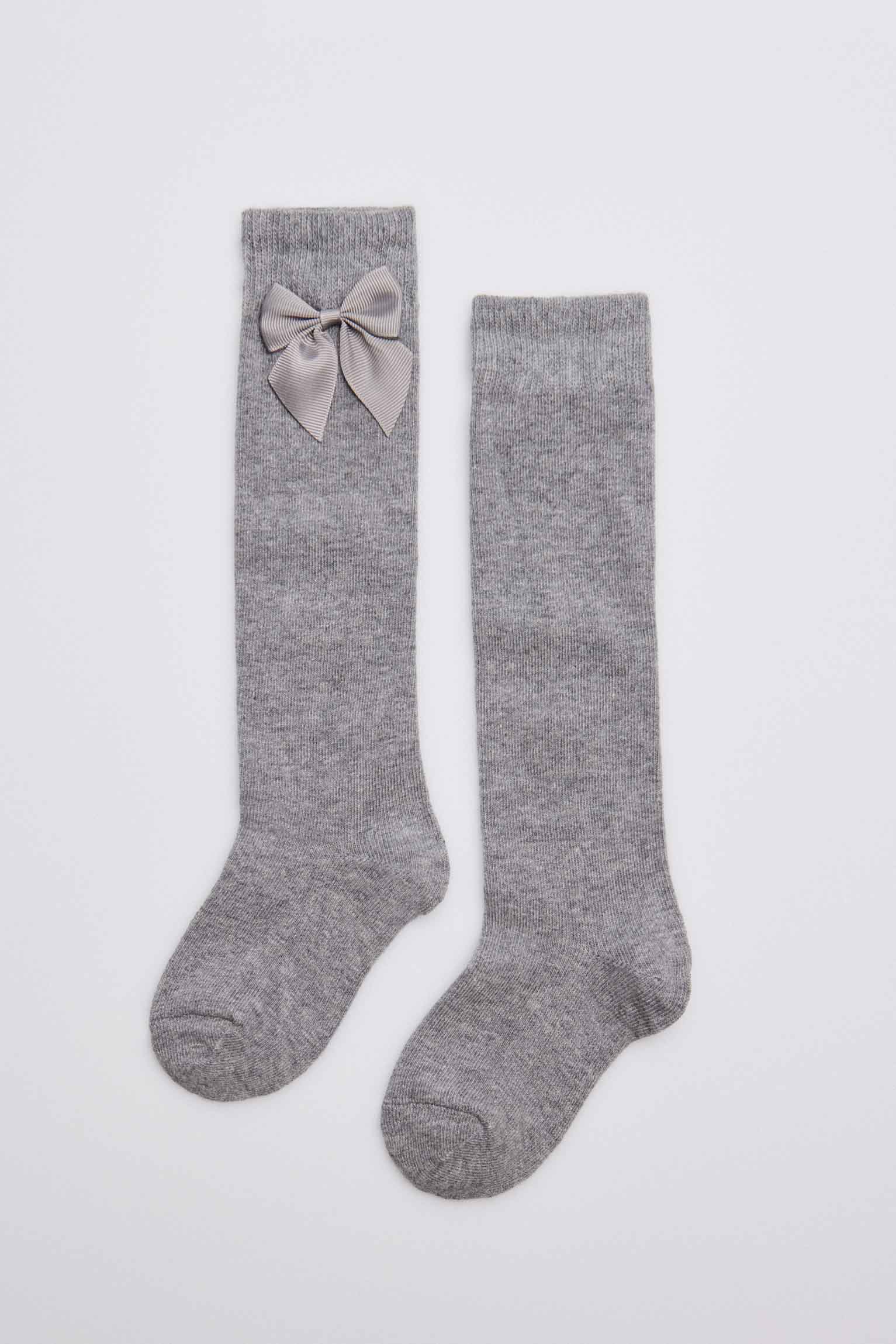 02820 1 calcetin largo lazo - Gris