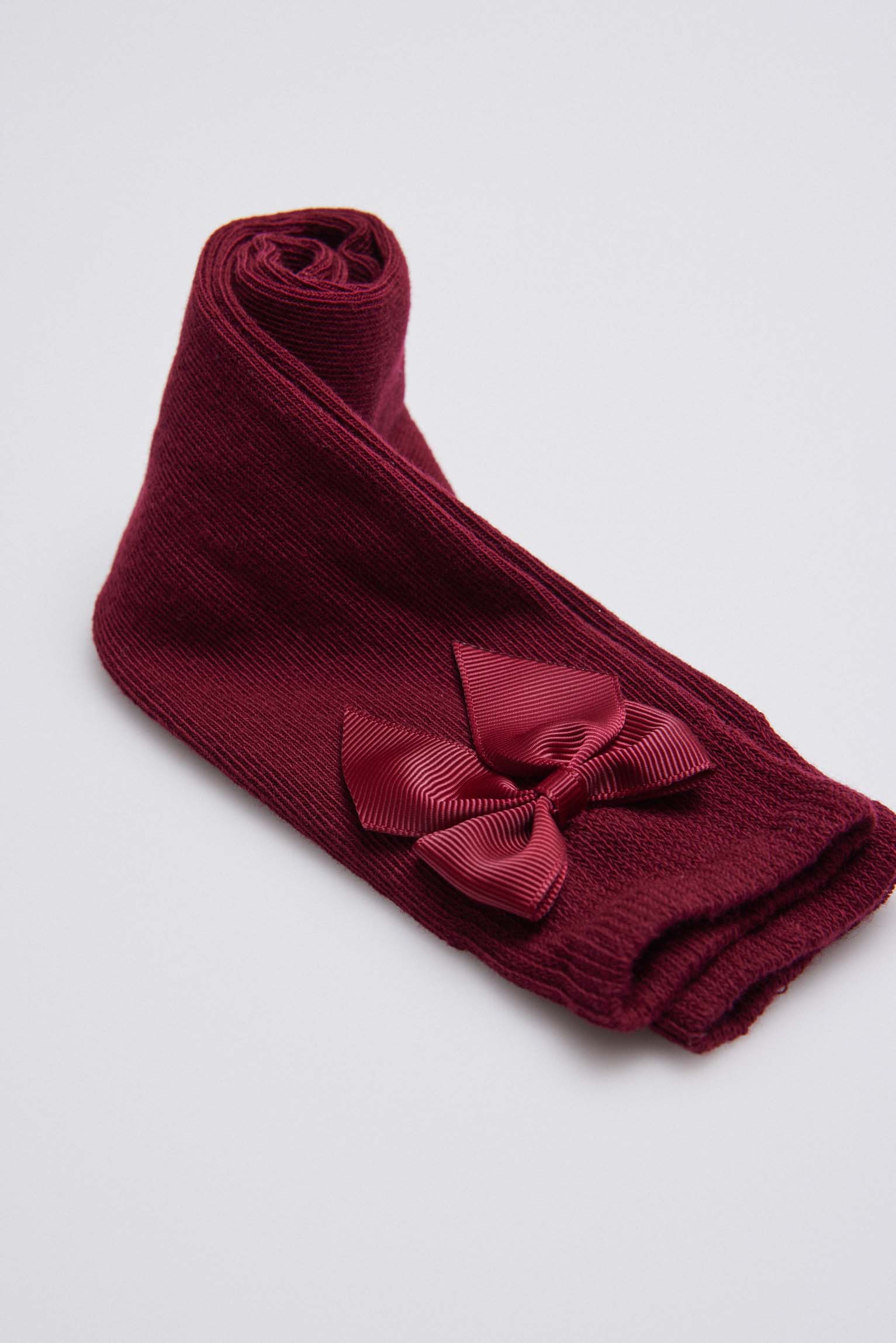 02820 2 calcetin largo lazo - Granate