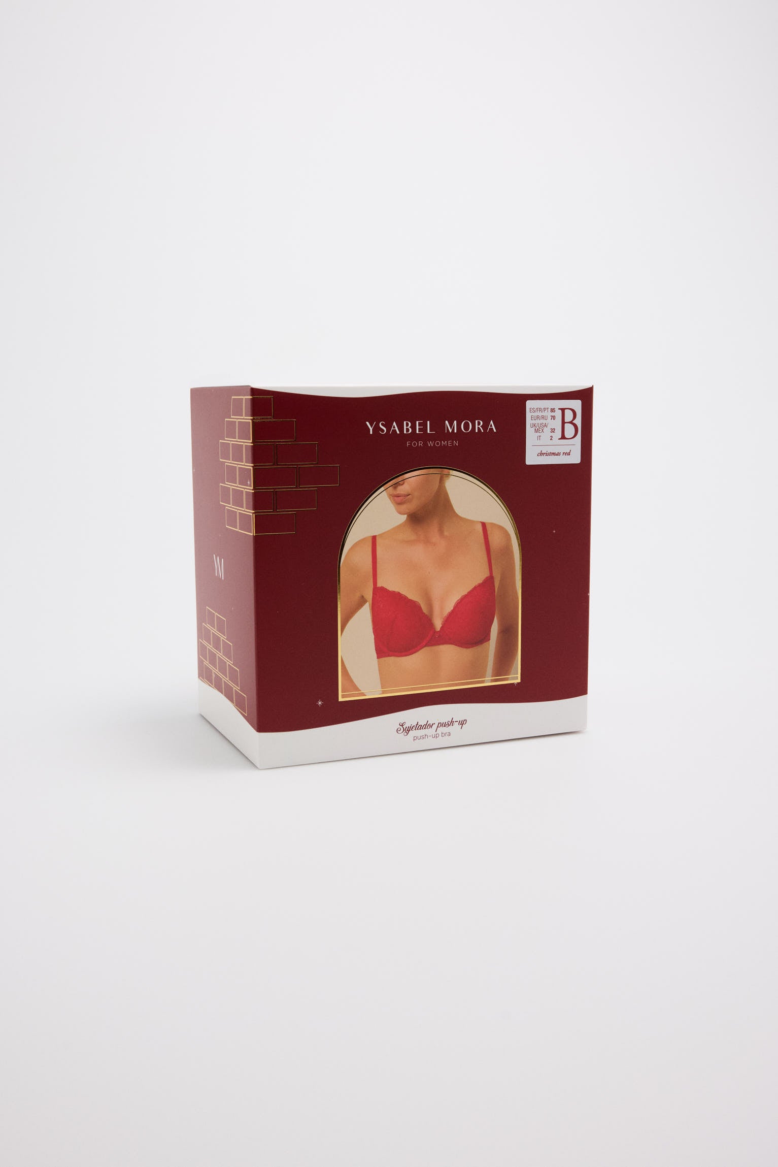 Reggiseno push-up con ferretto in pizzo rosso