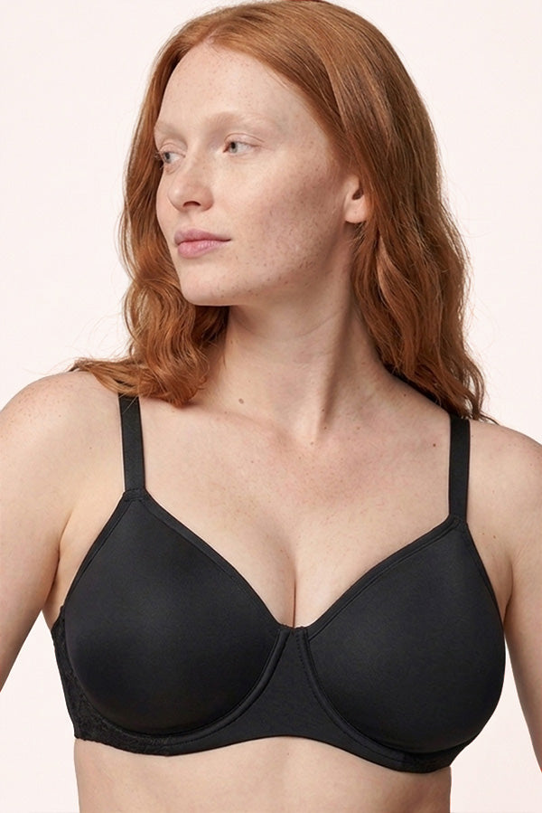 Reggiseno con ferretto senza imbottitura, dettagli in pizzo nero