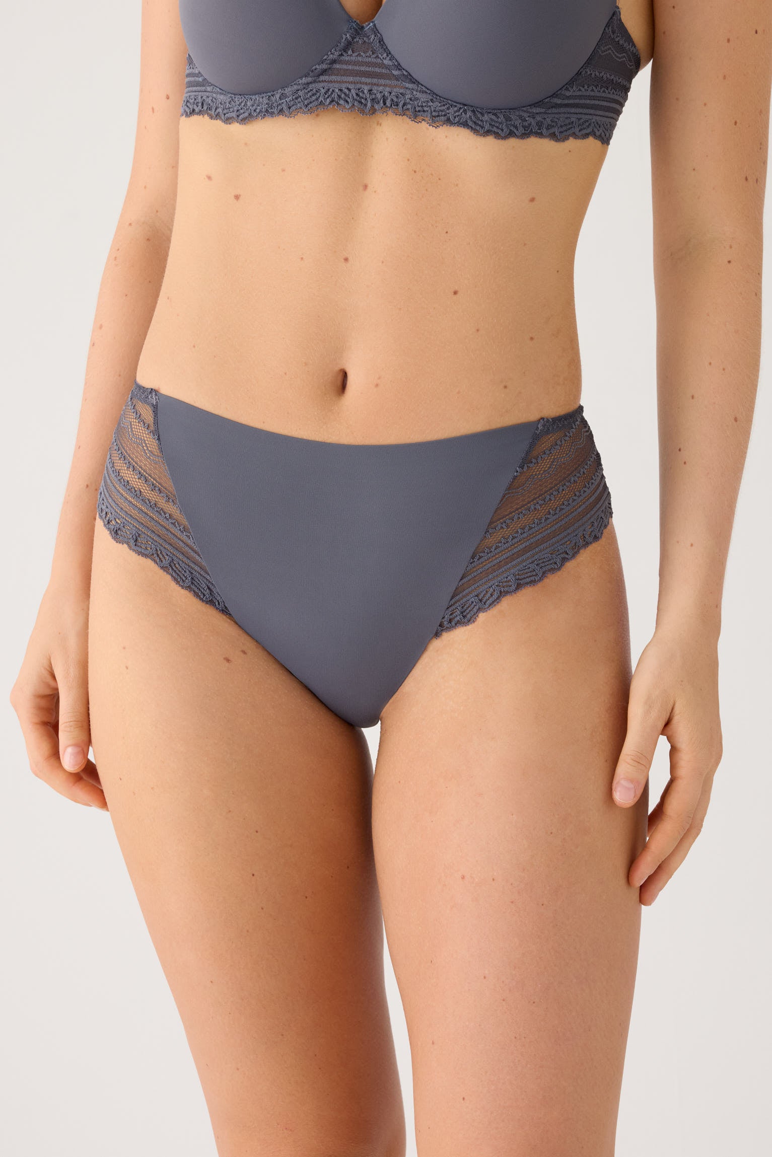 Slip midi pizzo grigio antracite