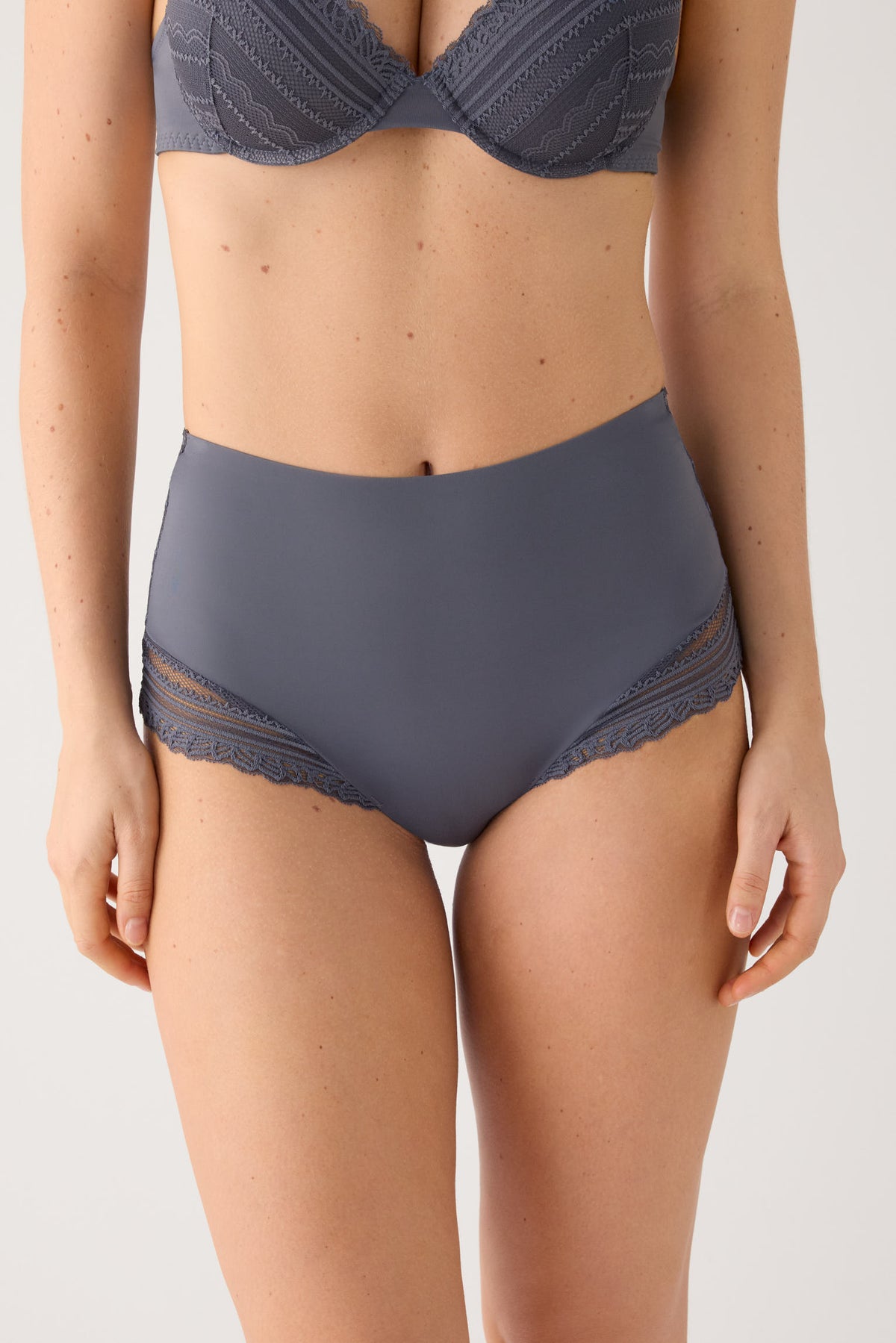 Slip a vita alta pizzo grigio antracite