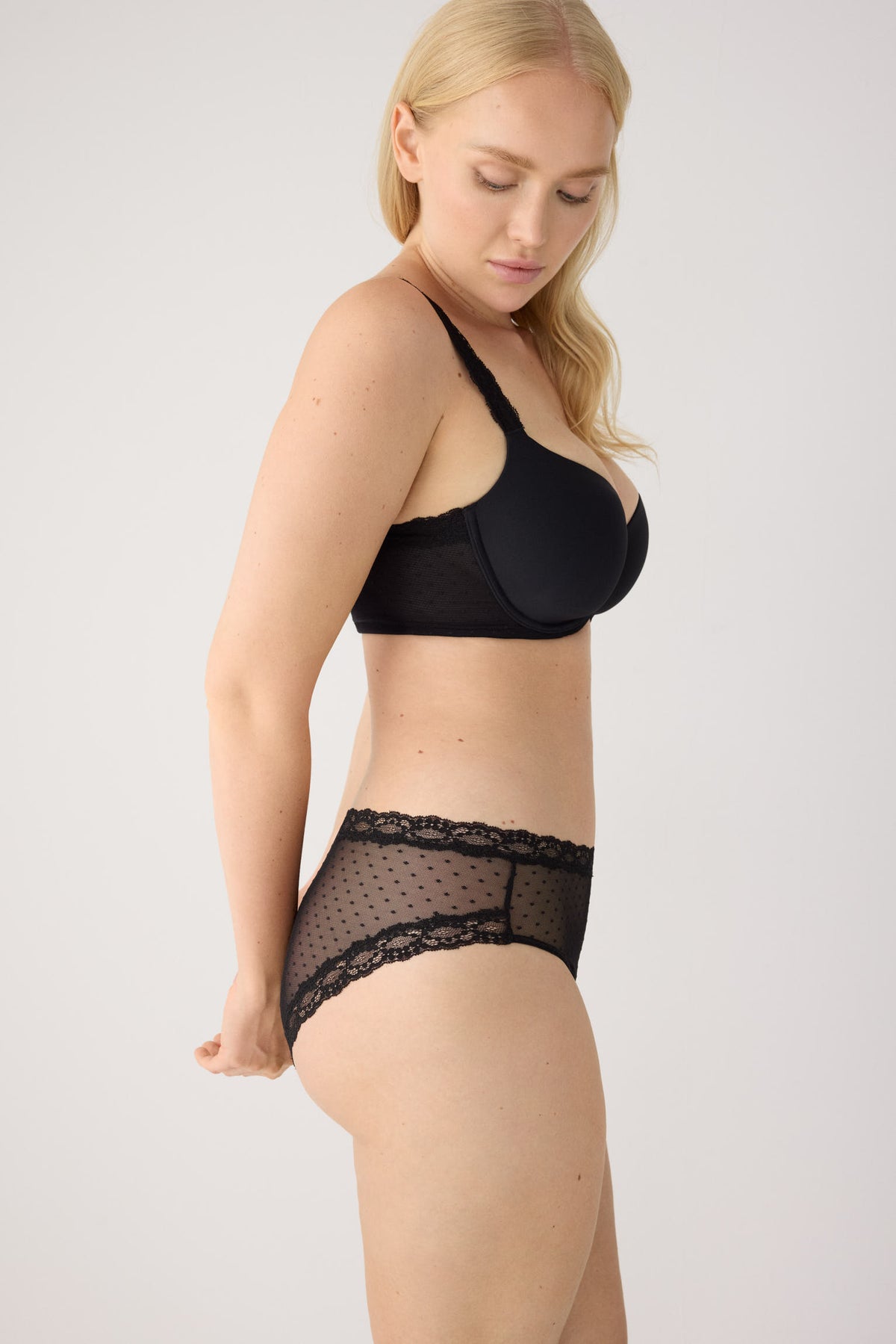 Slip midi plumetis nero