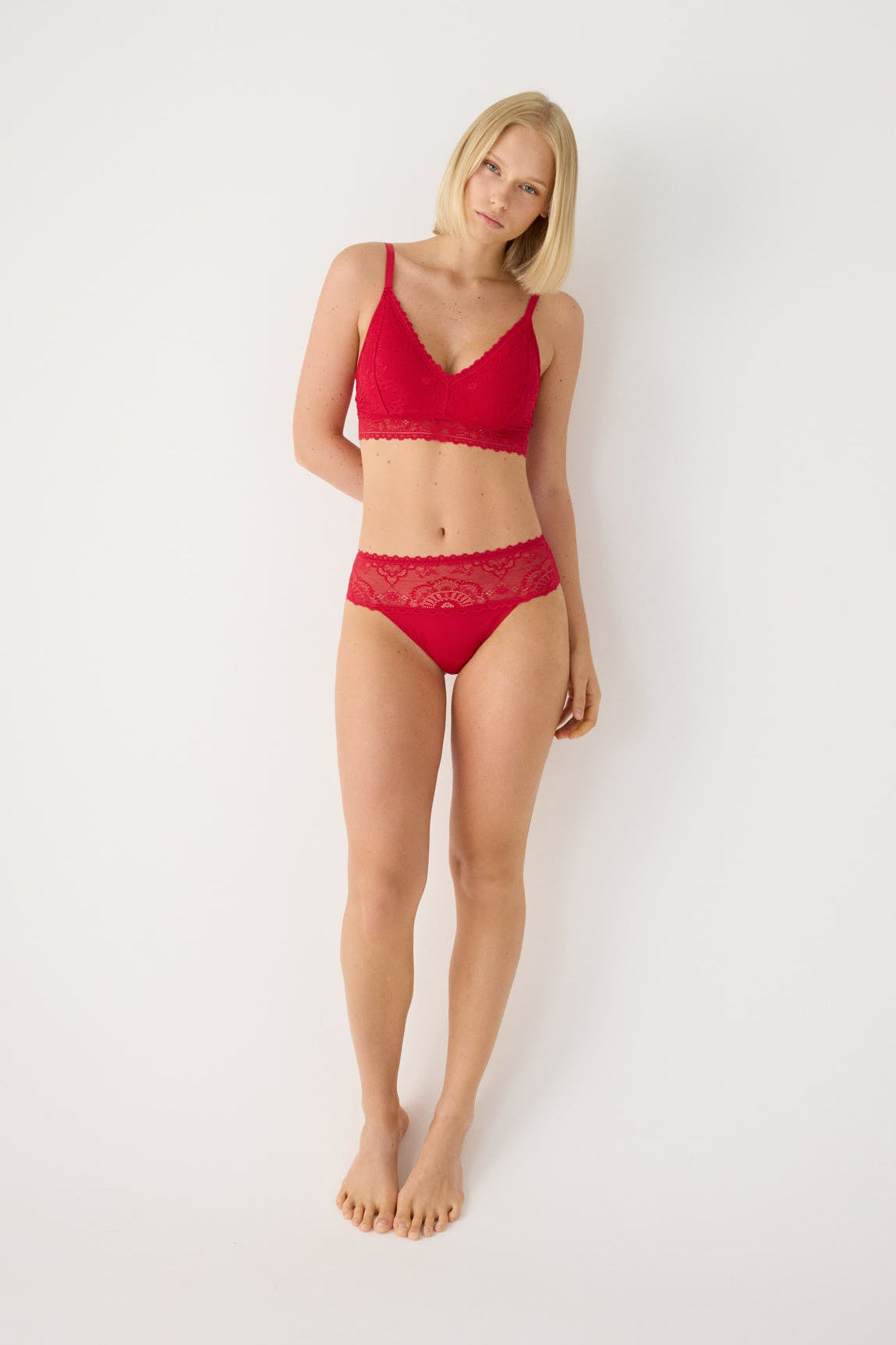 Slip midi pizzo rosso