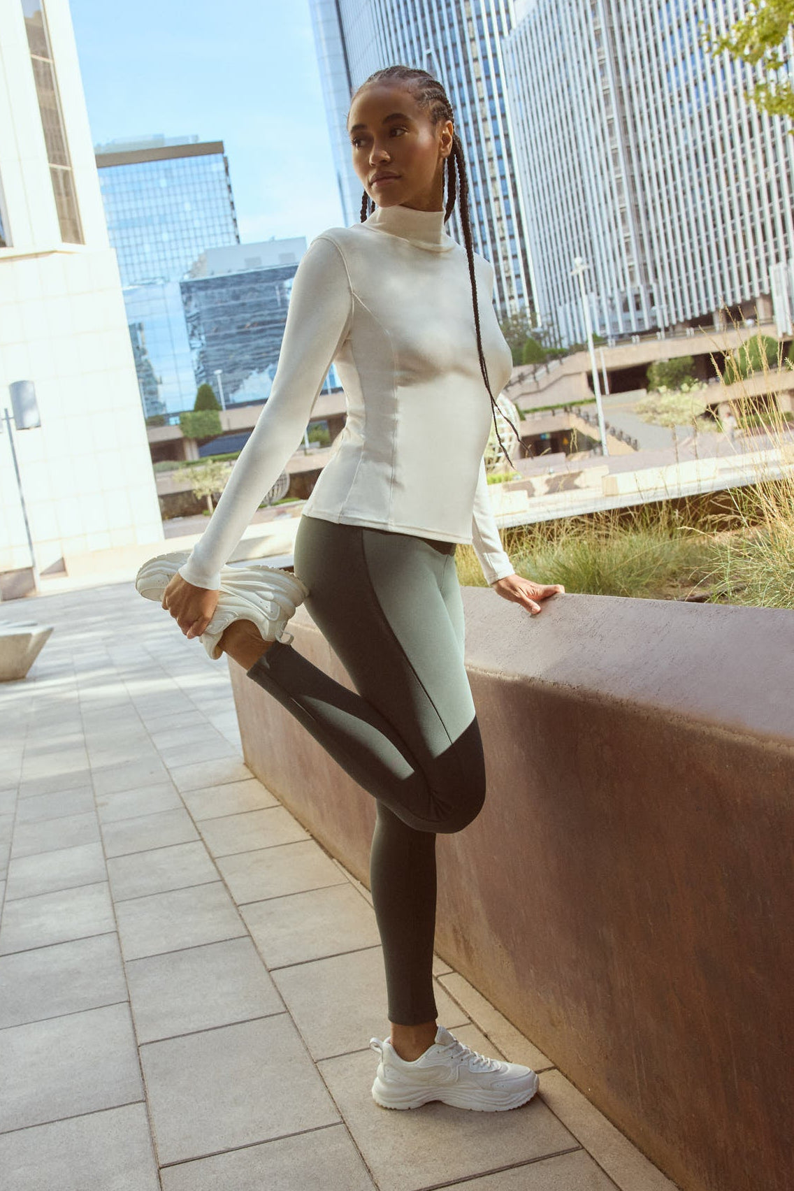 Leggings sportivos de tiro alto tacto algodonero verde