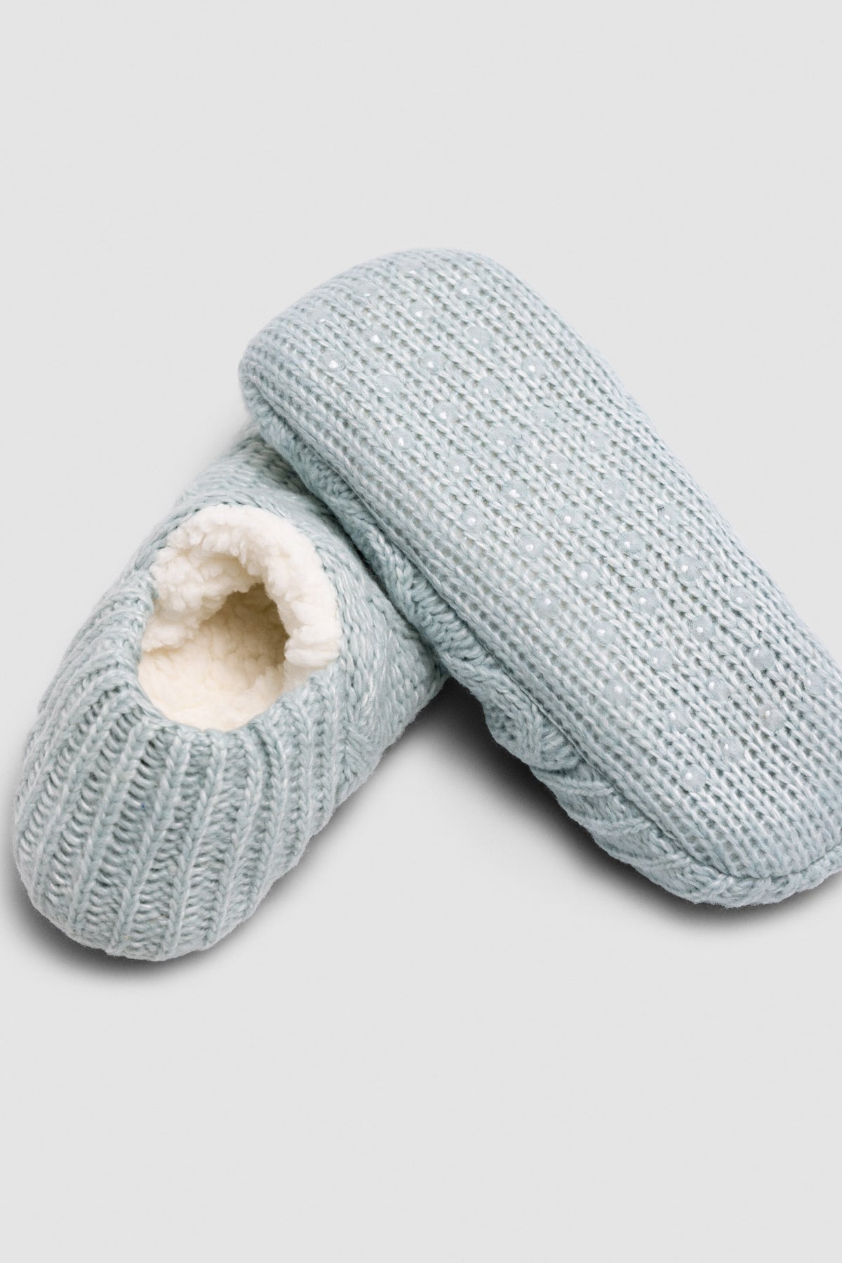 Calzini-pantofola da donna antiscivolo azzurro