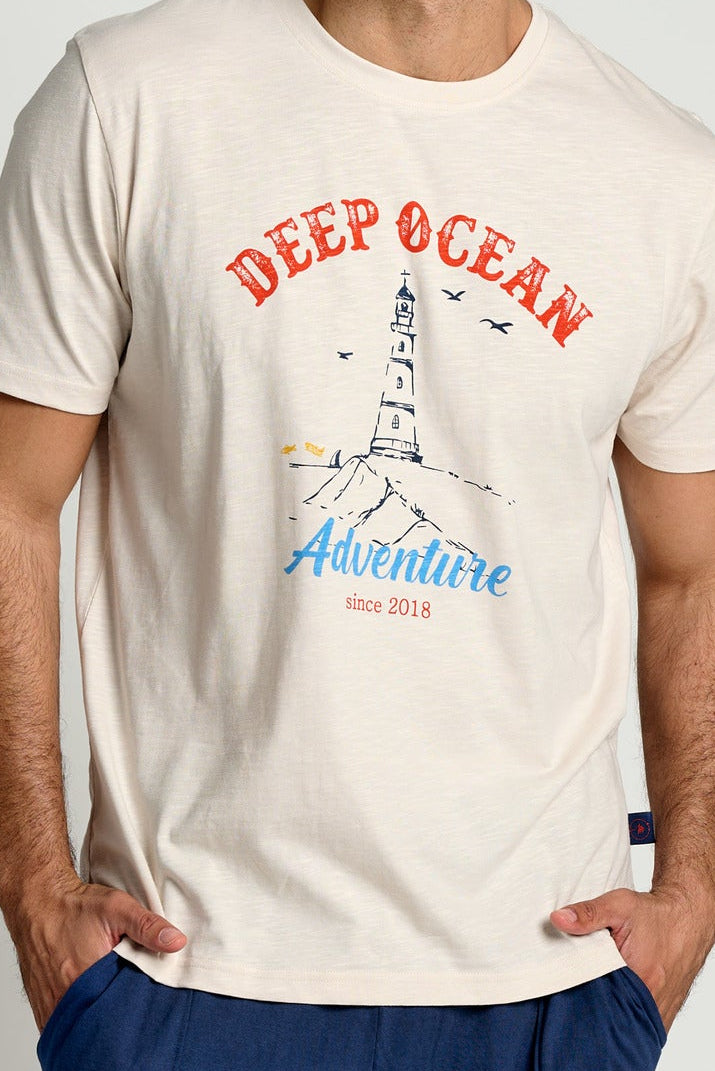 Pigiama da uomo a maniche corte in cotone Ocean Adventure | MUYDEMI