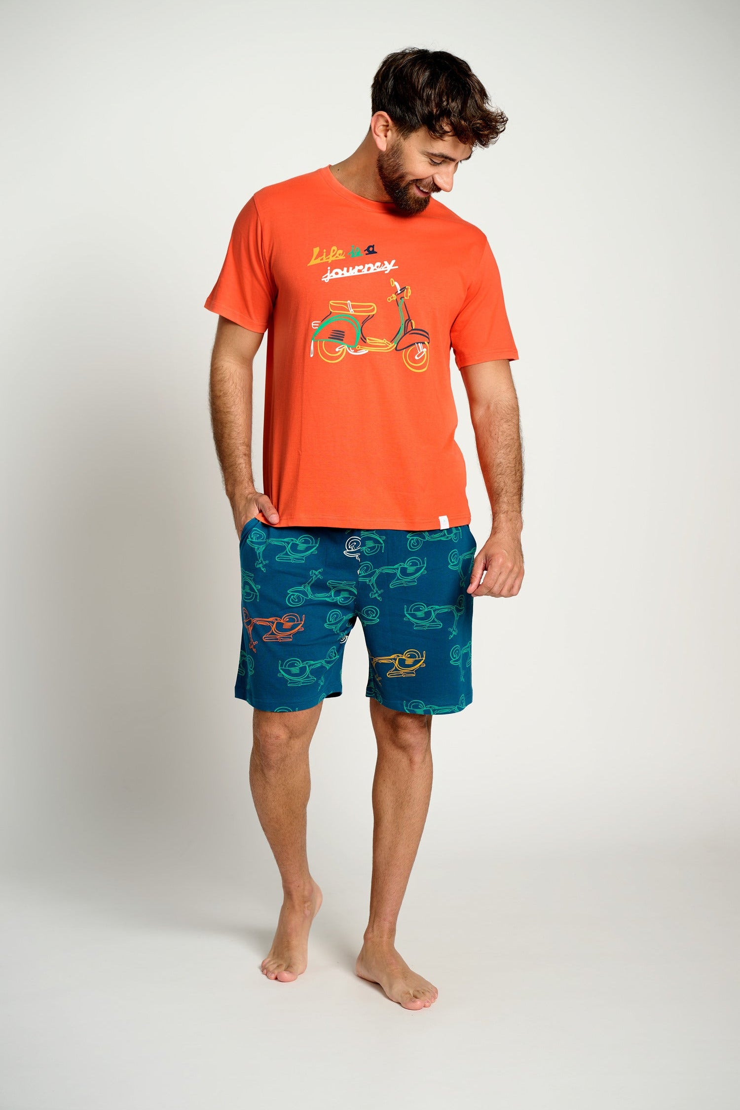 Pigiama corto da motociclista in cotone da uomo | MUYDEMI