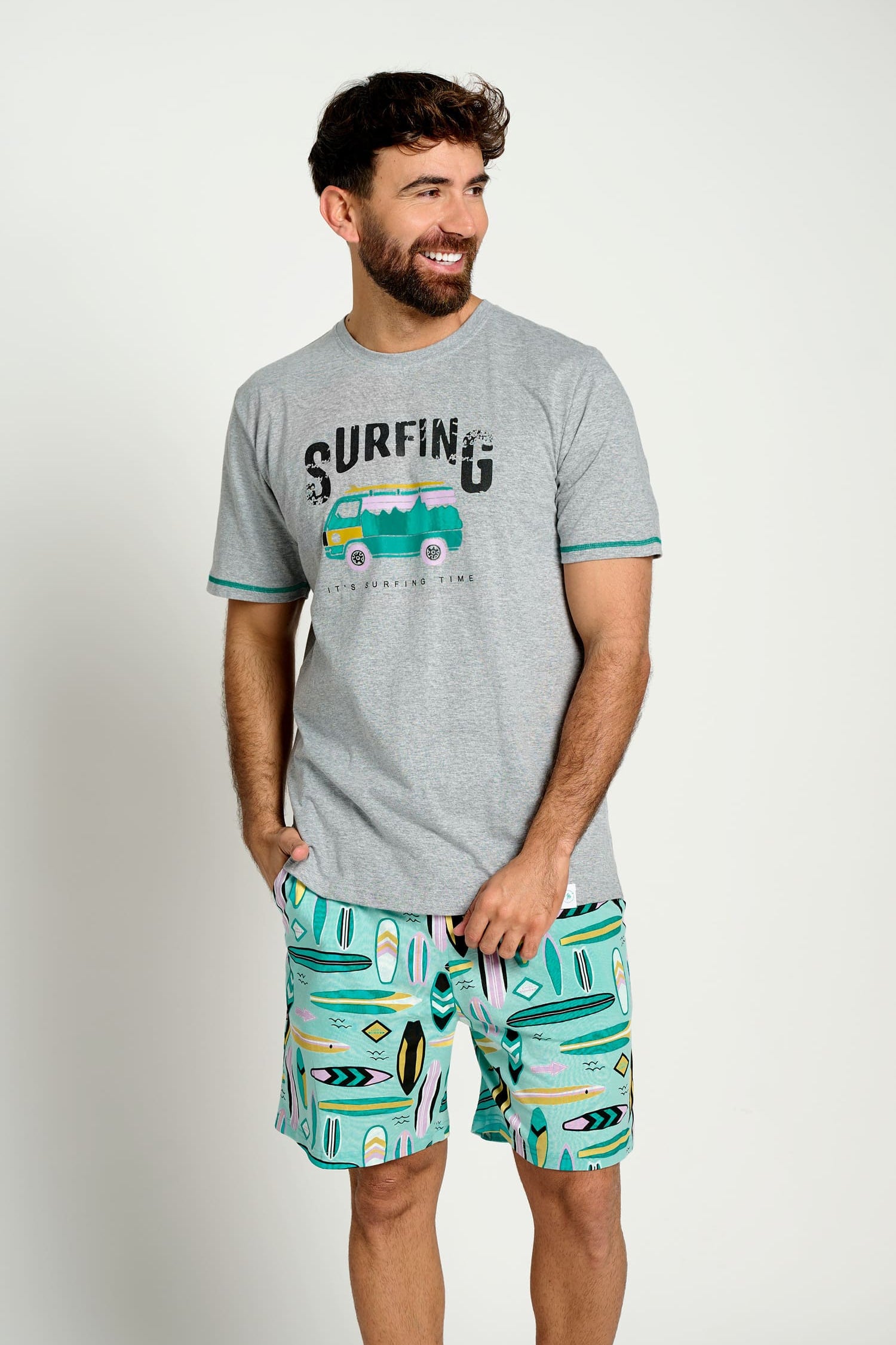 Pigiama corto da surfista in cotone da uomo | MUYDEMI