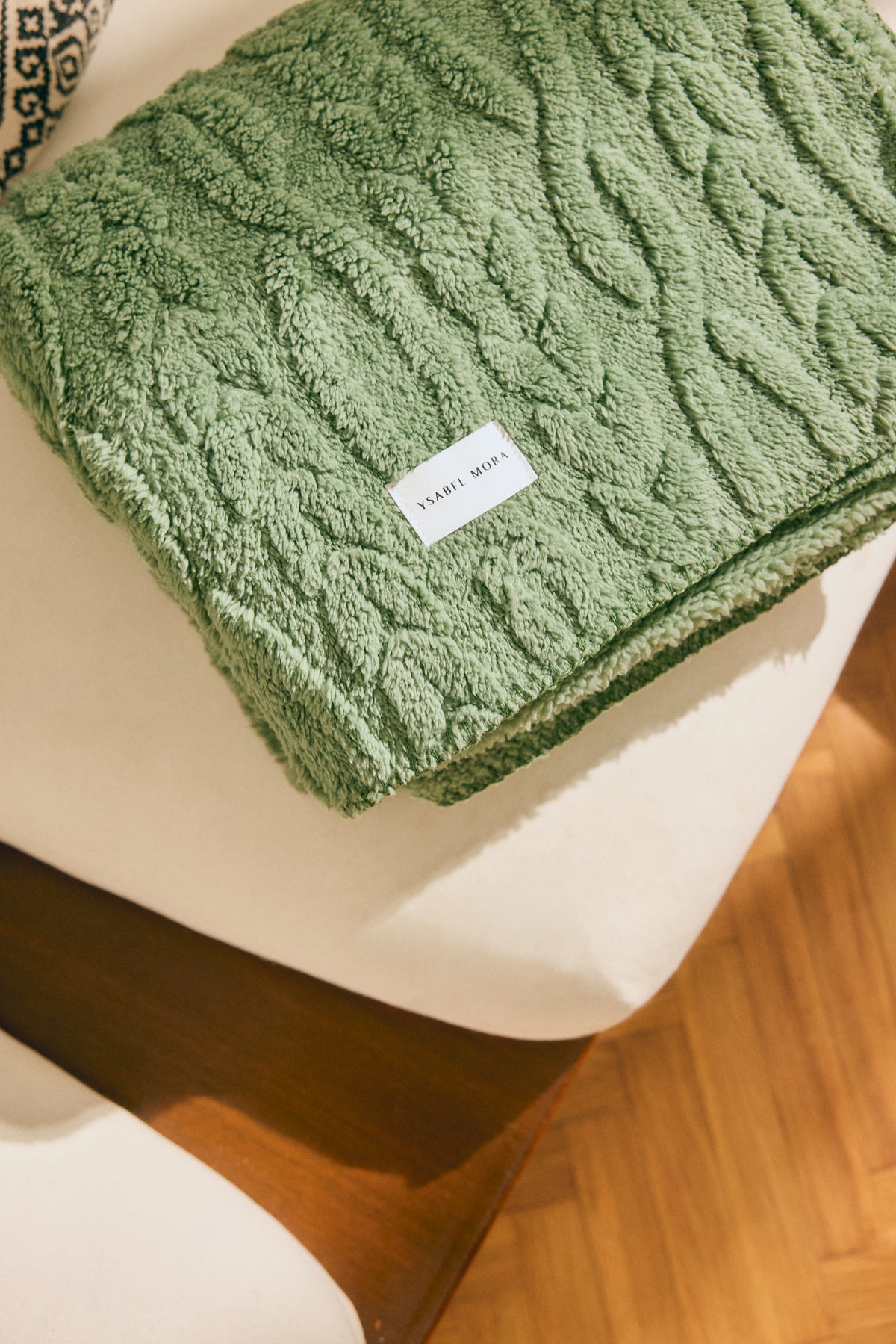 Coperta verde testurizzata in sherpa