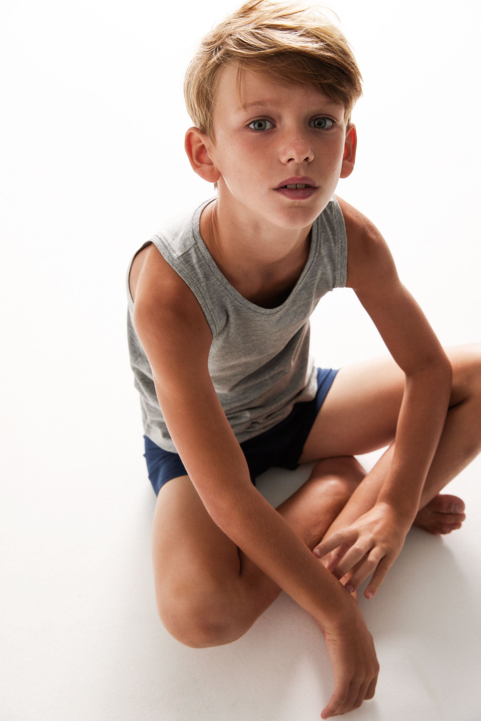 Confezione da 2 boxer da ragazzo in cotone blu scuro e grigio