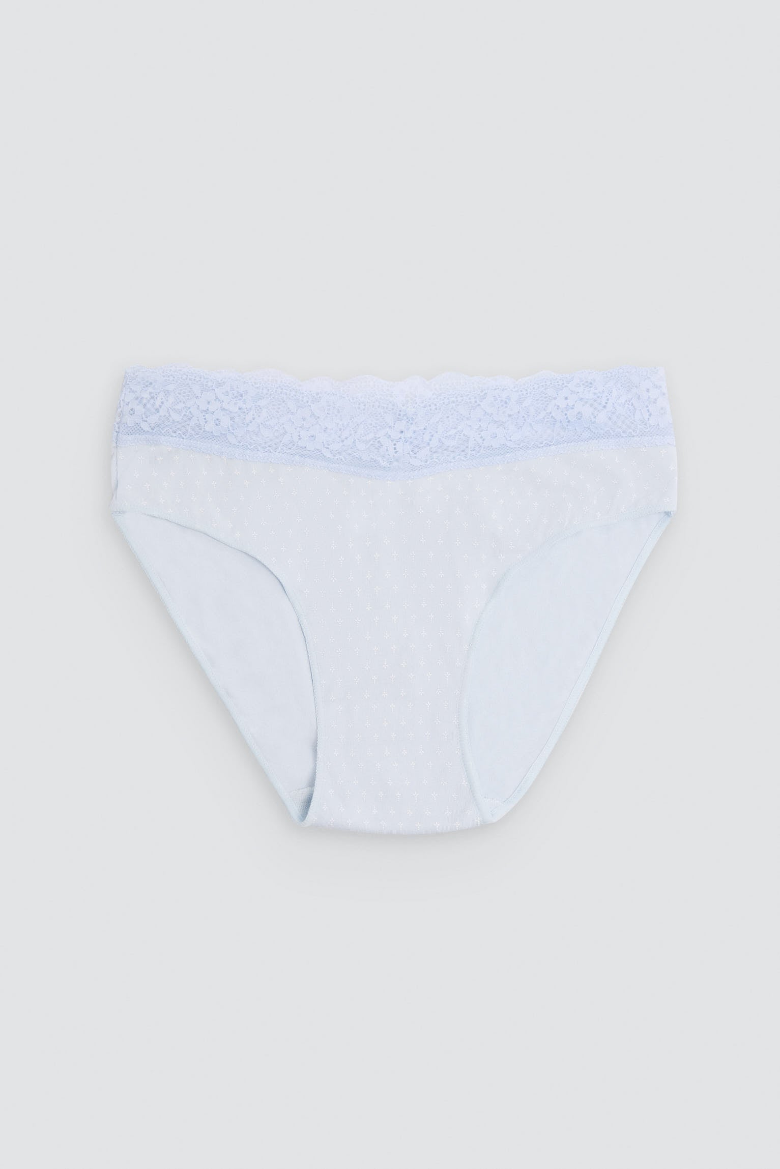 Confezione da 2 slip midi stampati in cotone con bordo in pizzo, blu