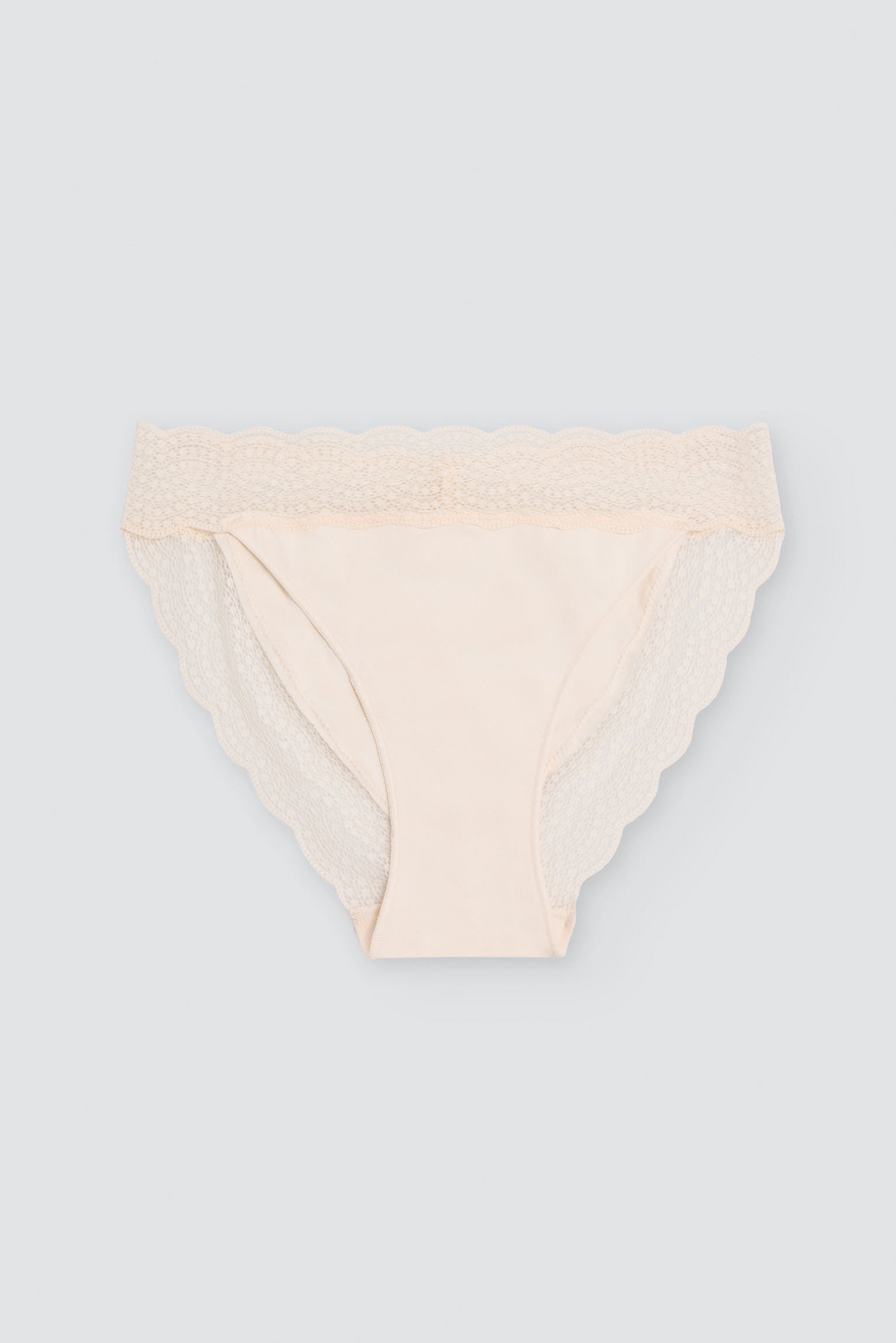 Slip mini in cotone con bordo in pizzo avorio