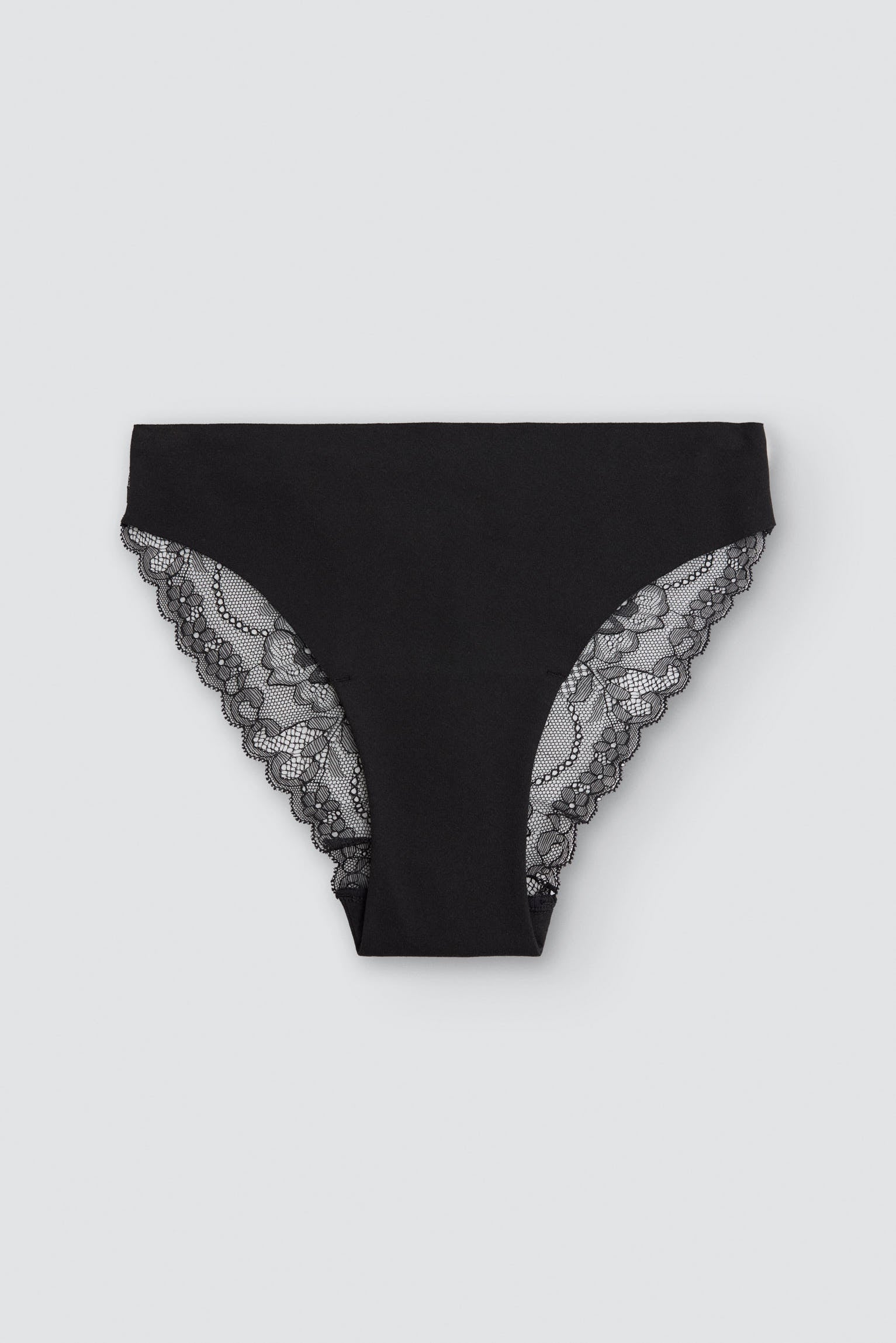 Slip brasiliana cotone taglio laser con pizzo nero