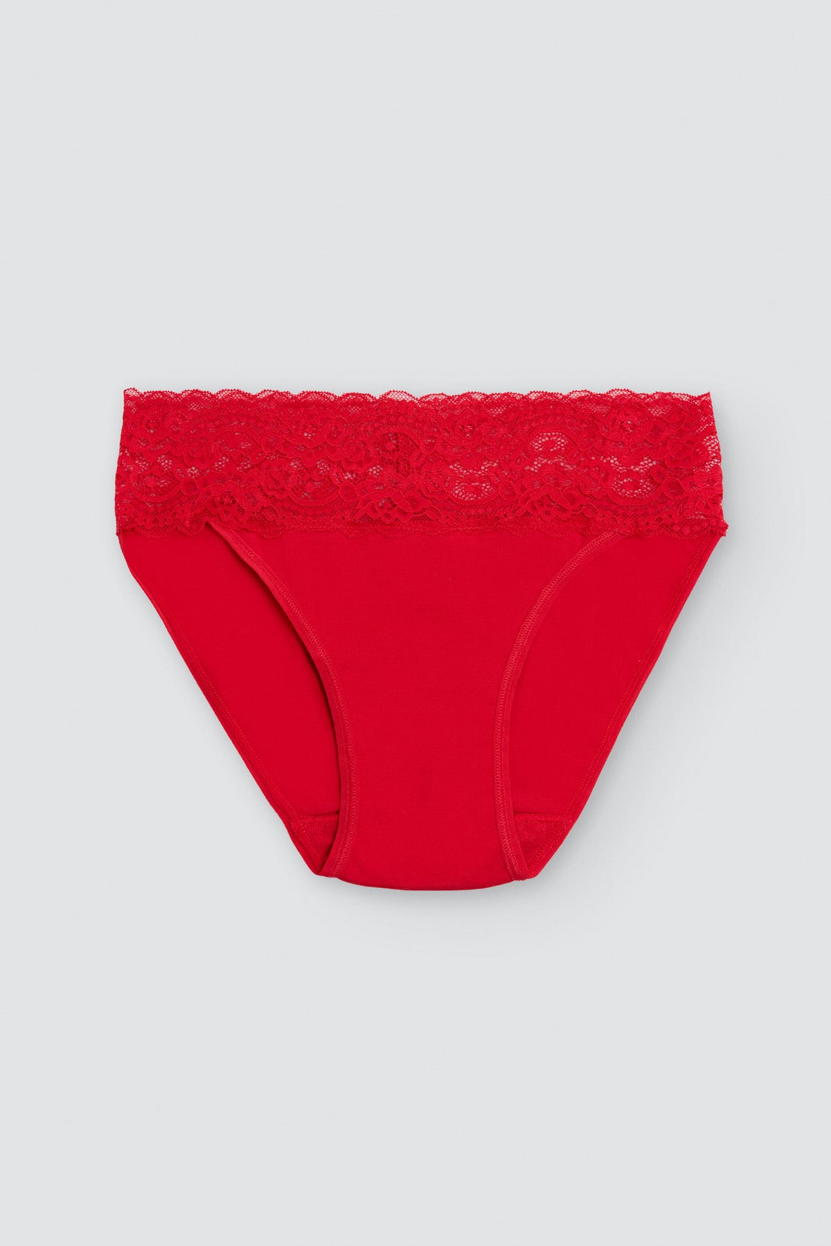 Braga midi mujer algodón encaje rojo