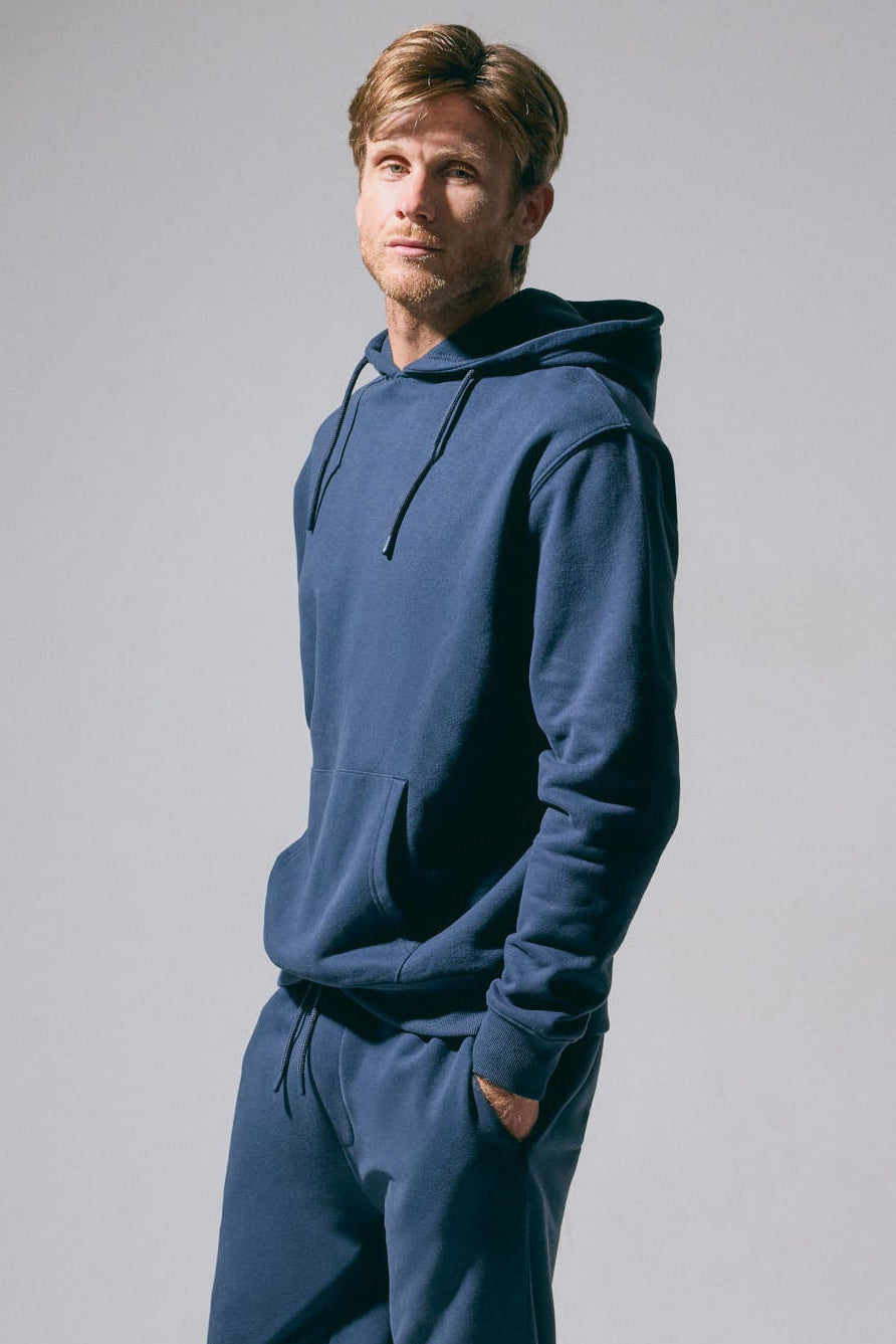 Sudadera sportiva uomo afelpada semi cremallera azul marino