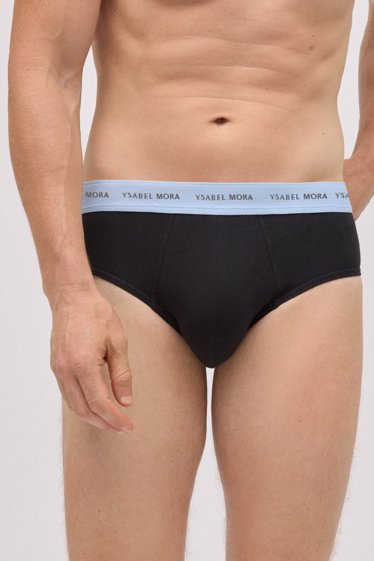 Confezione da 6 slip neri basic con fascia colorata