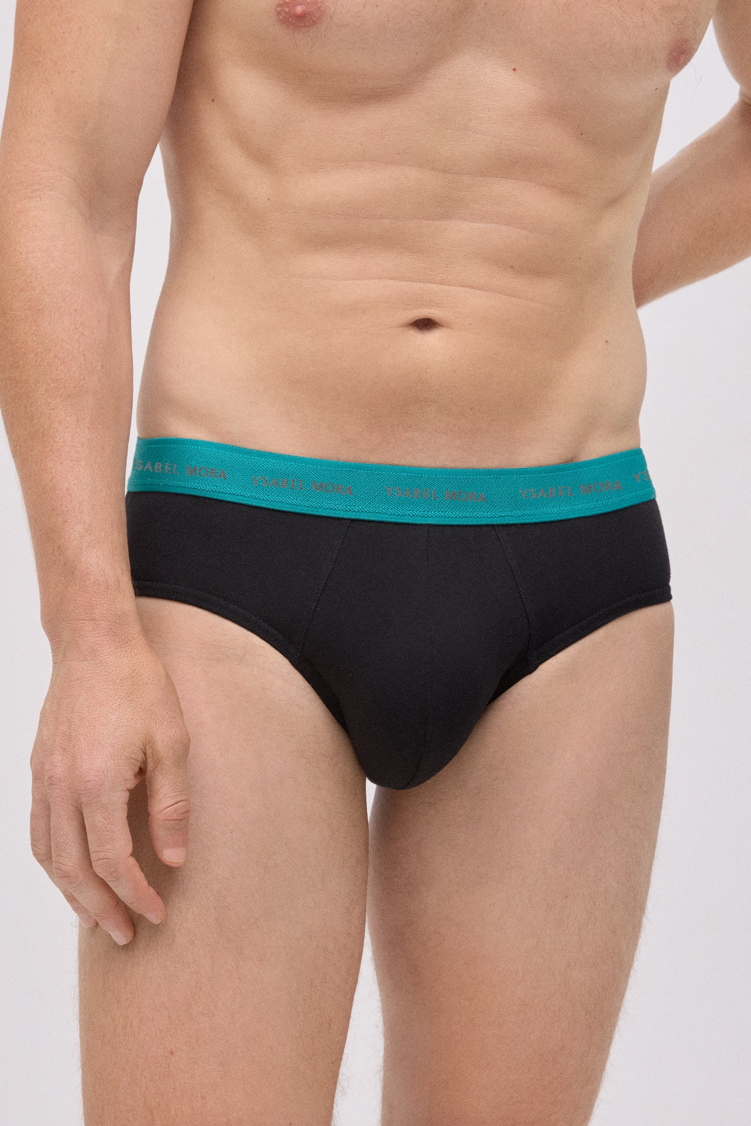 Confezione da 6 slip neri basic con fascia colorata