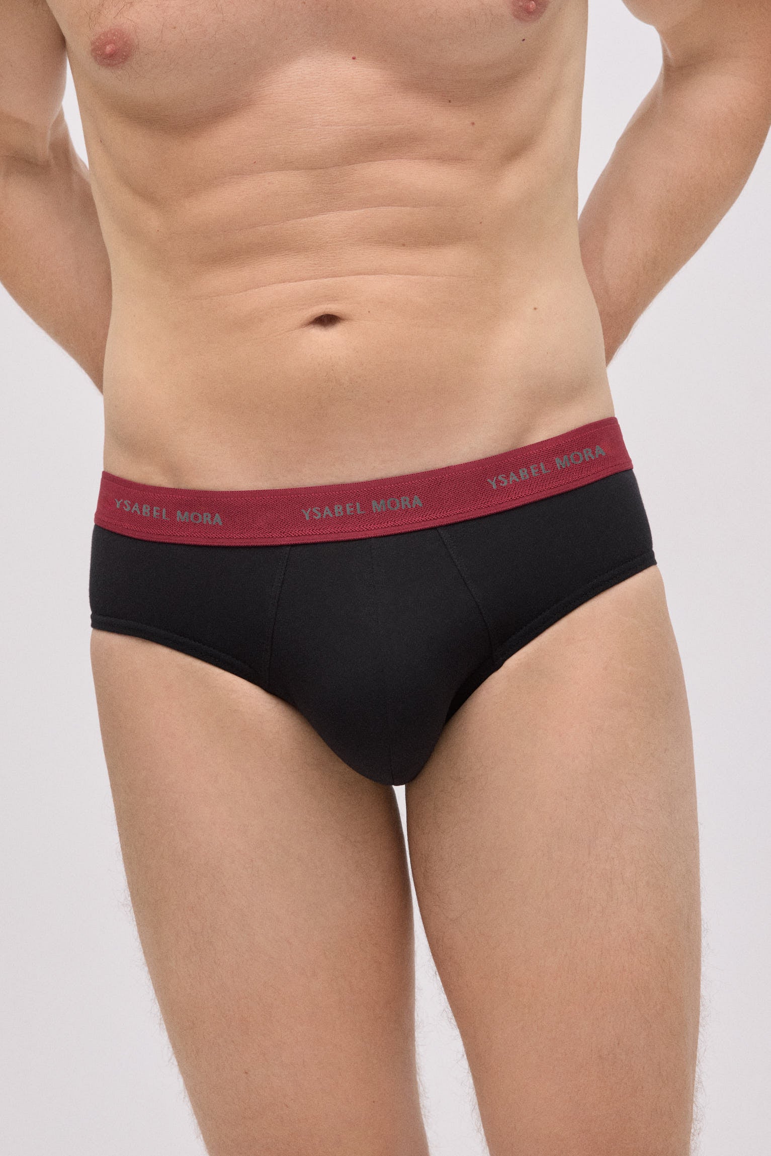 Confezione da 6 slip neri basic con fascia colorata