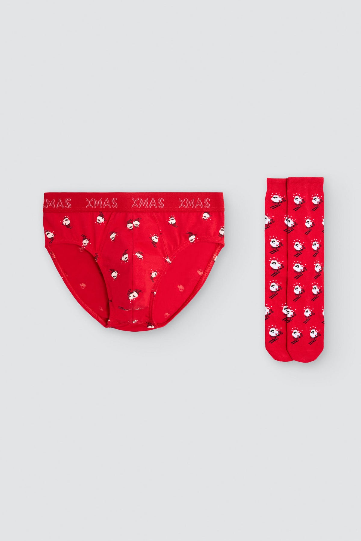 Pack slip y calcetín estampado Papa Noel esquiador - Ysabel Mora
