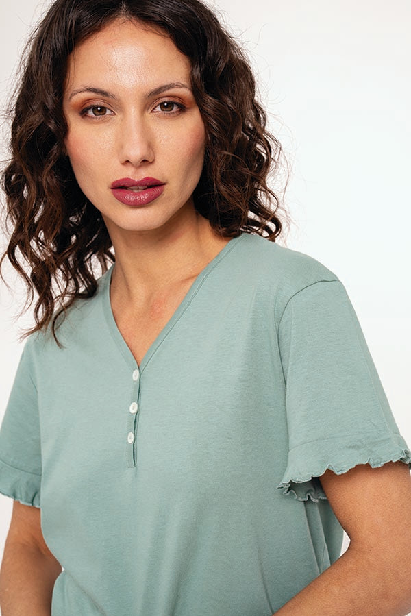 Pigiama corto da donna con pantaloni stampati | MUYDEMI