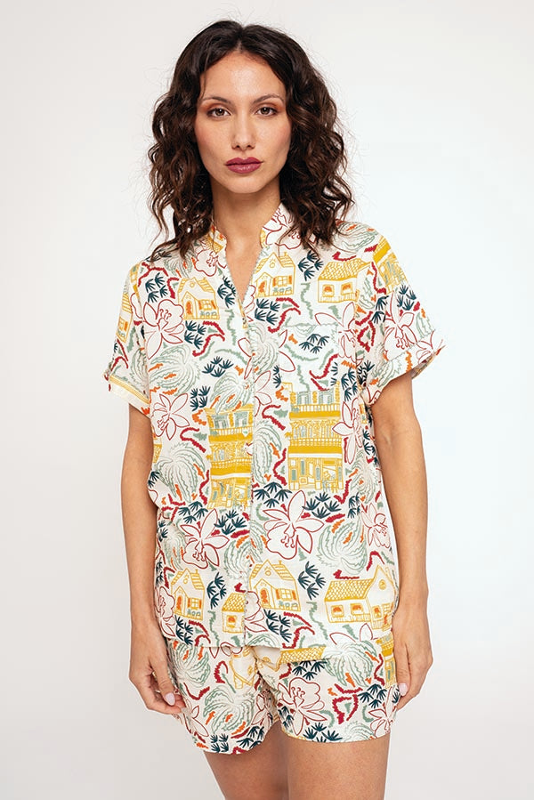 Pigiama da donna a camicia corta stampata | MUYDEMI