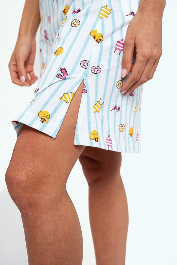 Camicia da notte da donna estiva in cotone stampato | MUYDEMI