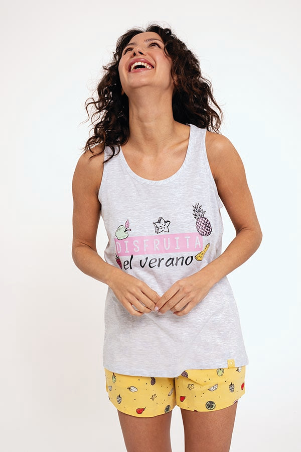 Pigiama donna con spalline in cotone stampa Frutta | MUYDEMI