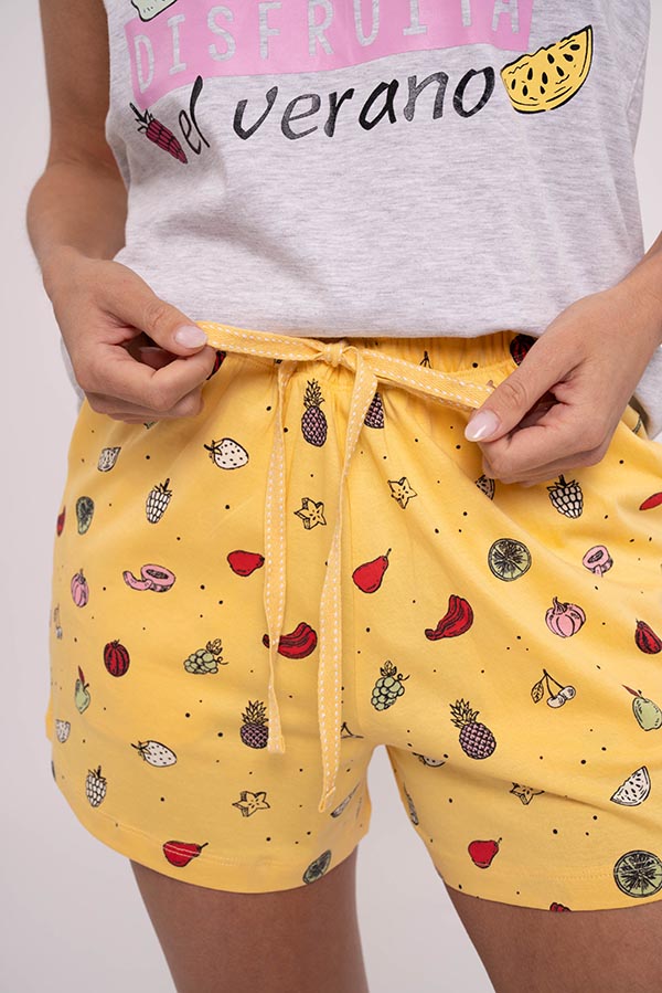 Pigiama donna con spalline in cotone stampa Frutta | MUYDEMI