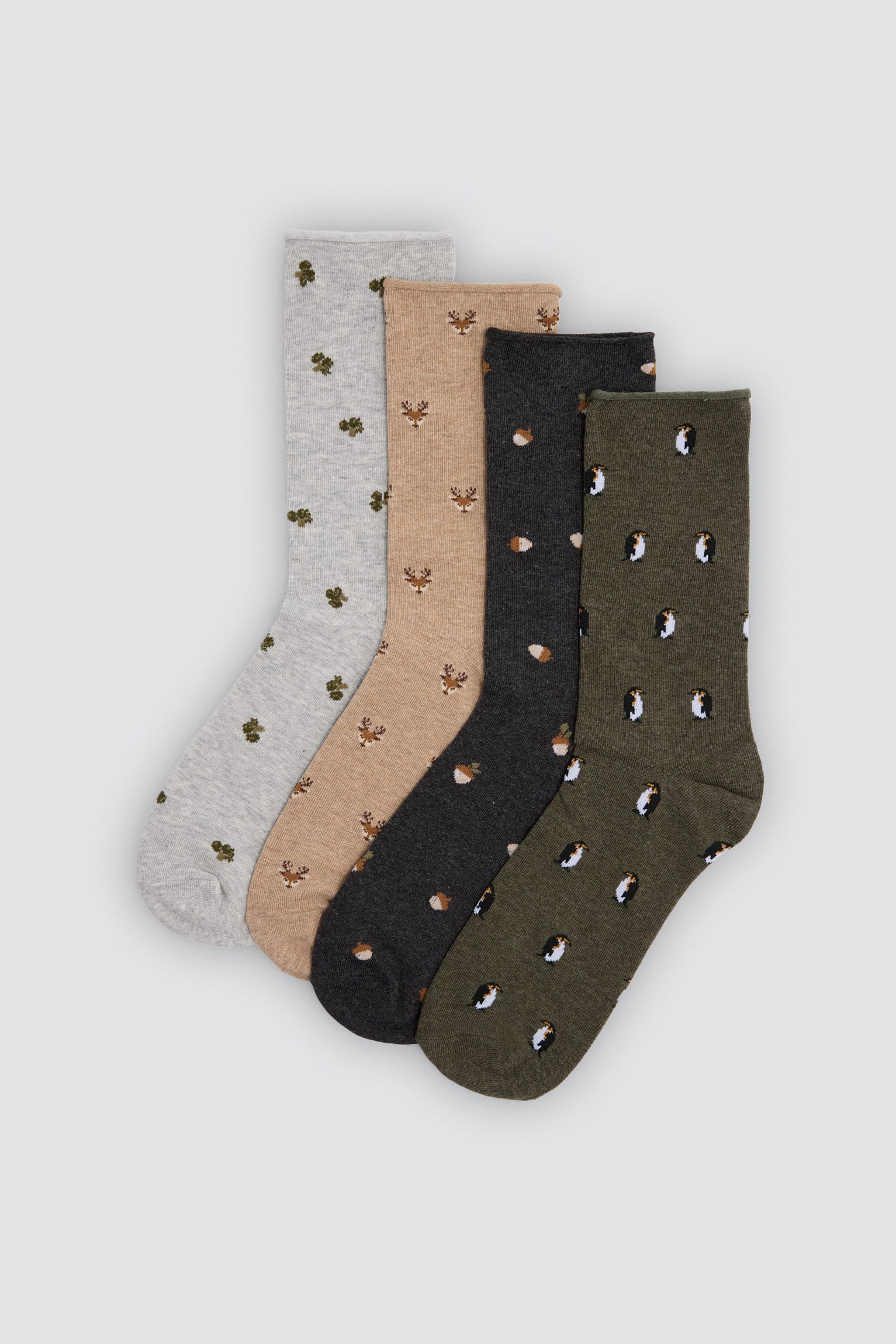 Pack 4 calzini sin puño estampados motivos naturales