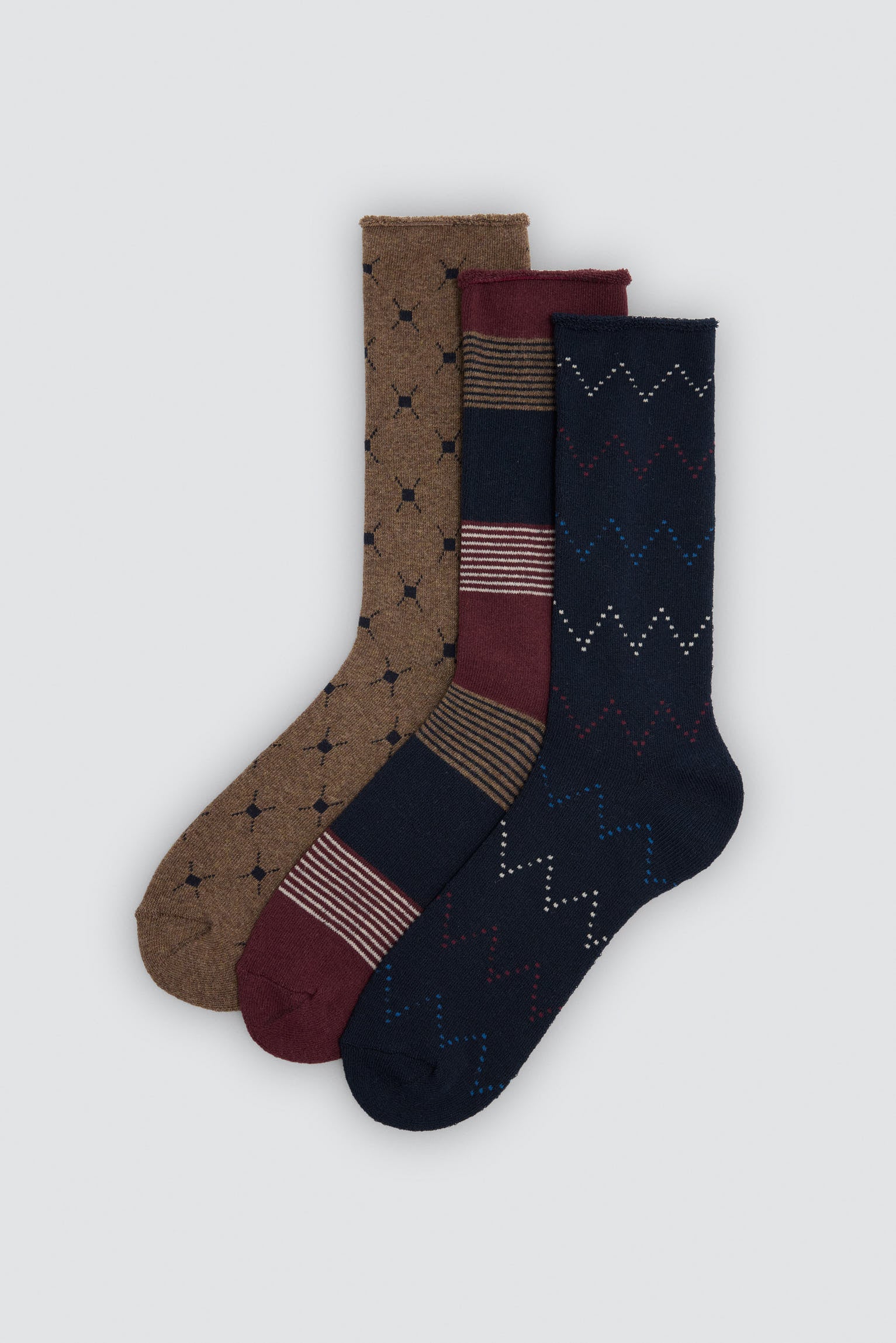 Pack 3 calzini termici sin puño estampados variados