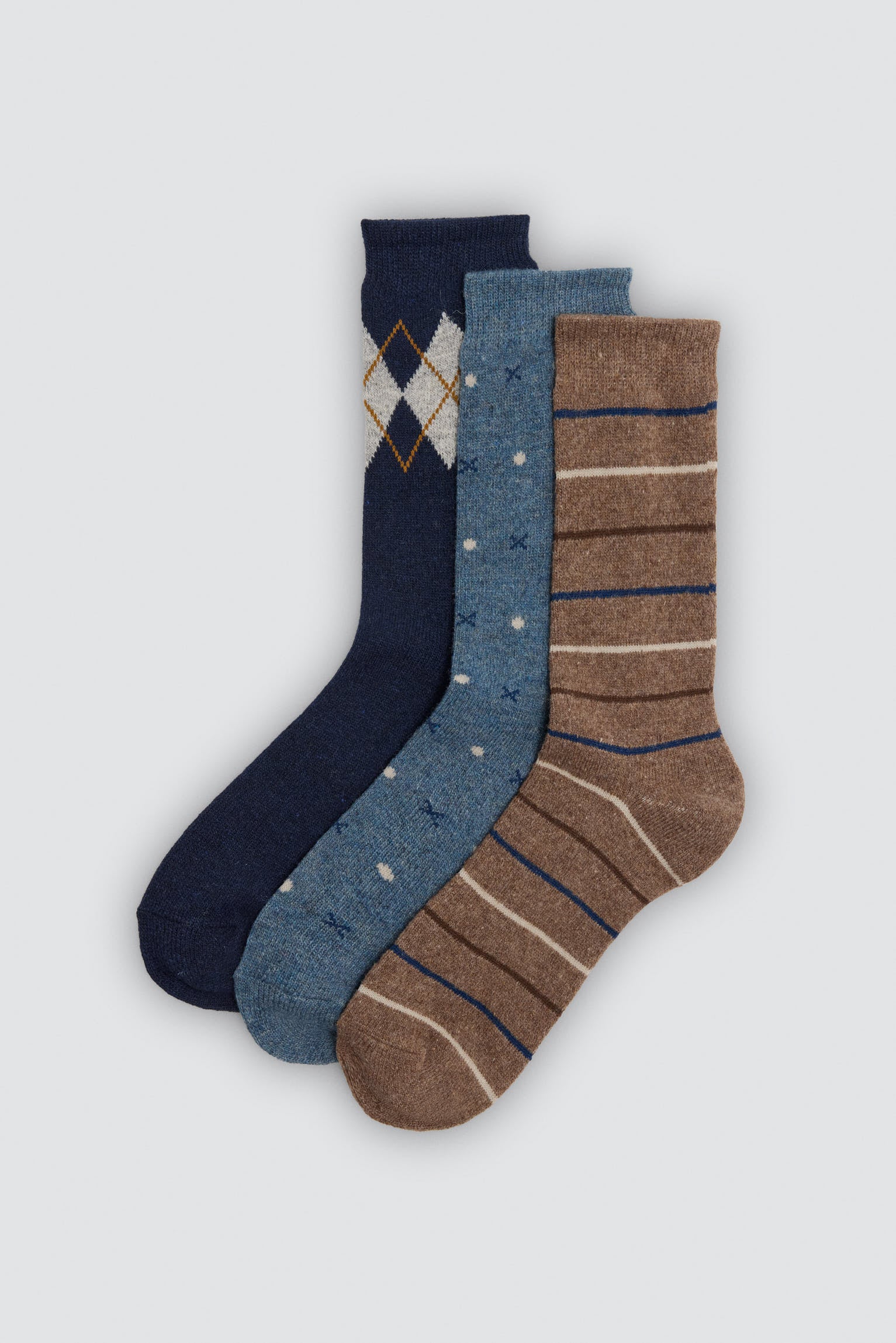 Pack 3 calzini uomo lana estampados variados