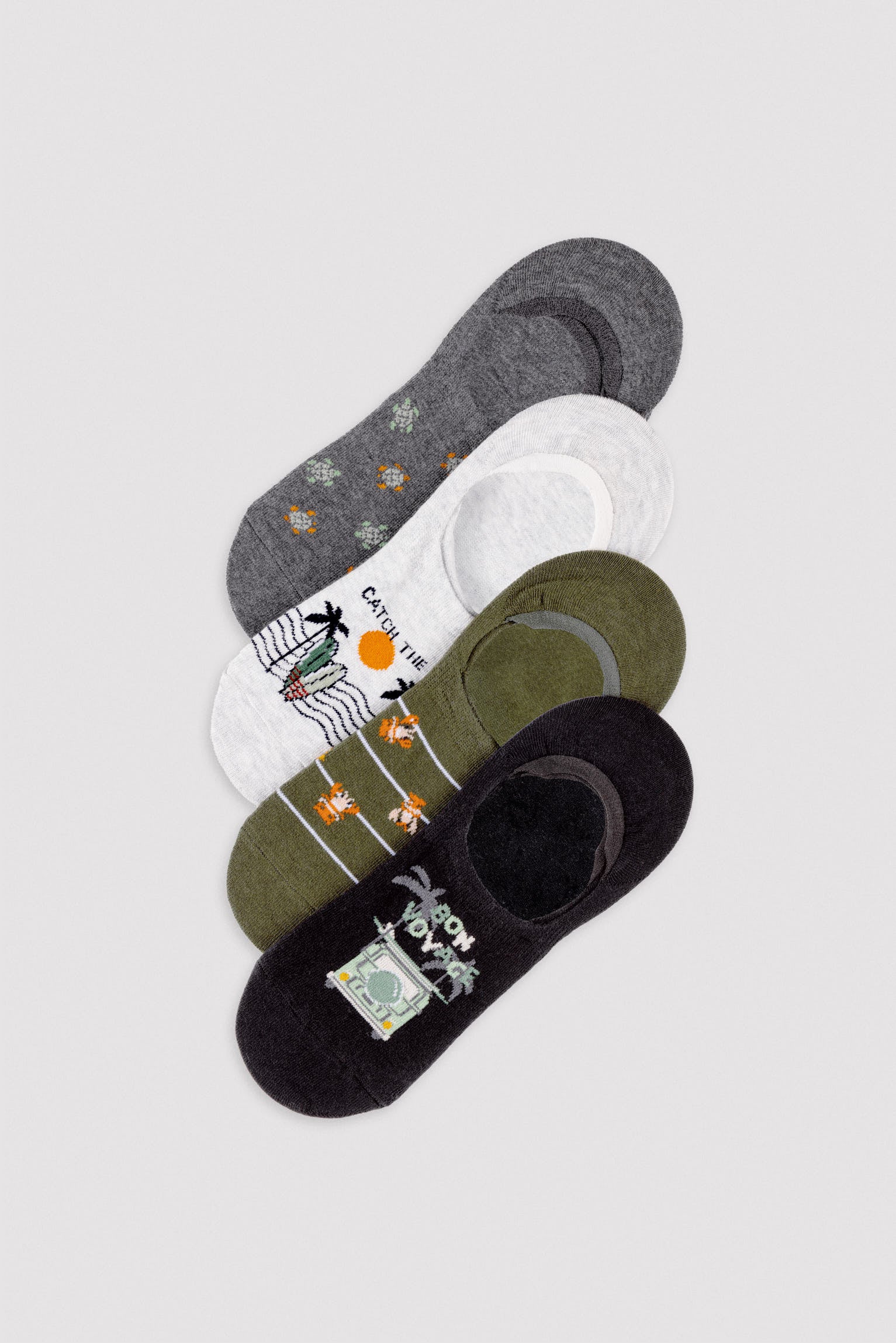 Confezione da 4 mignoli da uomo con stampa Bon Voyage