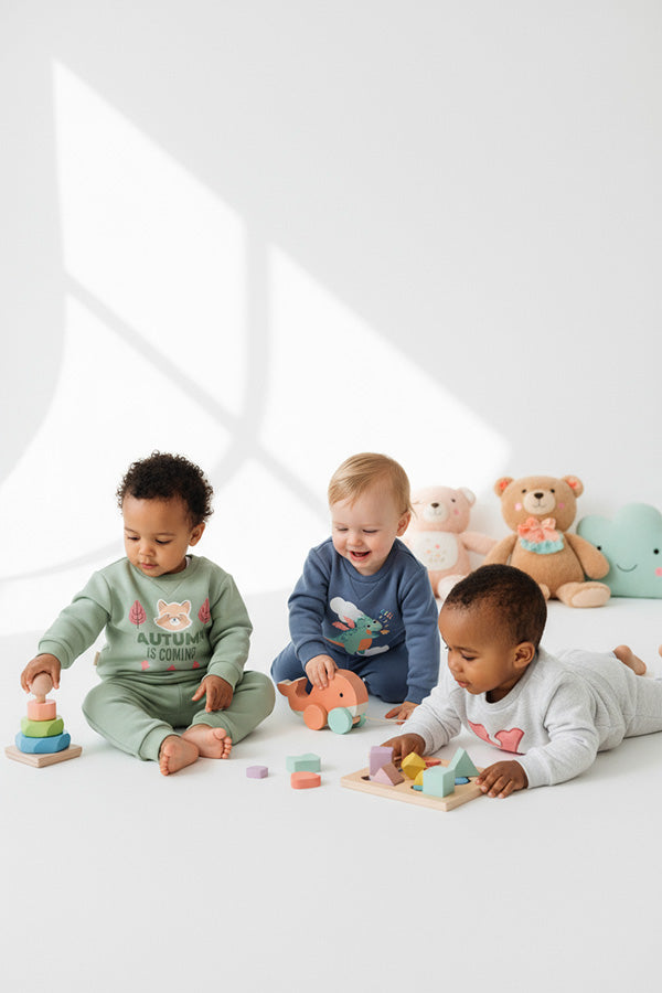 Set per neonato con felpa stampata grigia e jogger