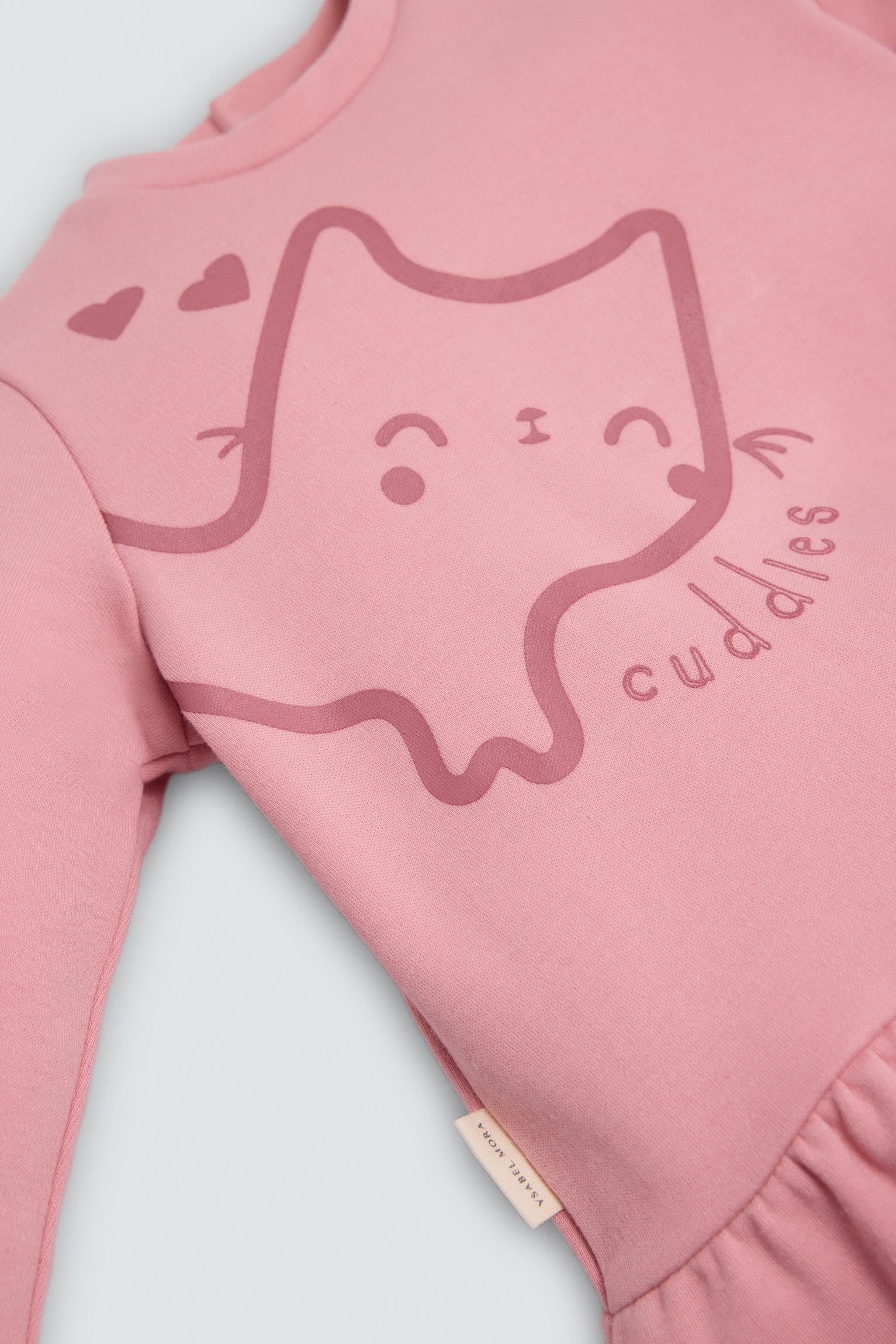 Conjunto bebé sudadera con volante y pantalón dibujo gatito - Ysabel Mora