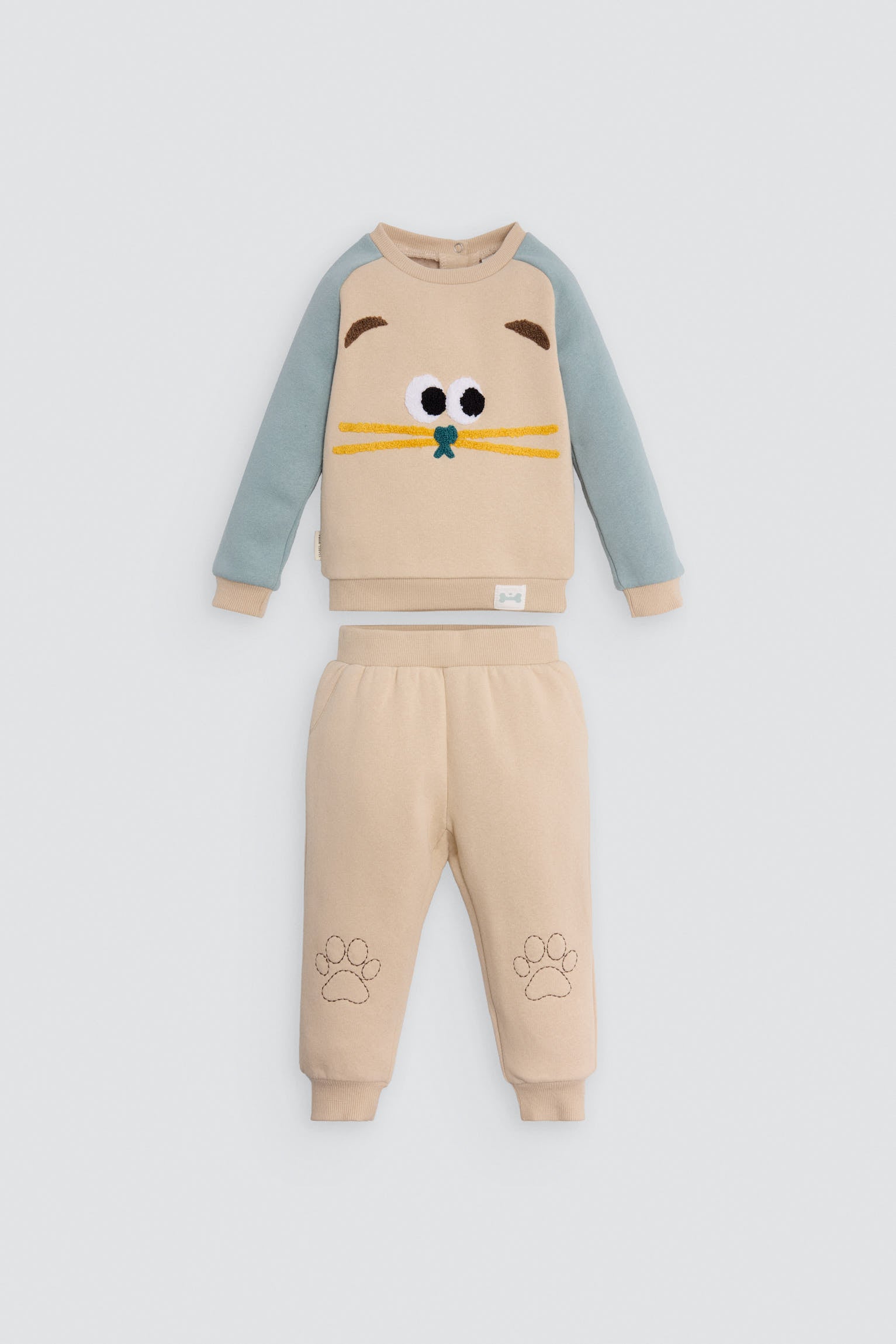 Conjunto chándal bebé estampado cara gato - Ysabel Mora
