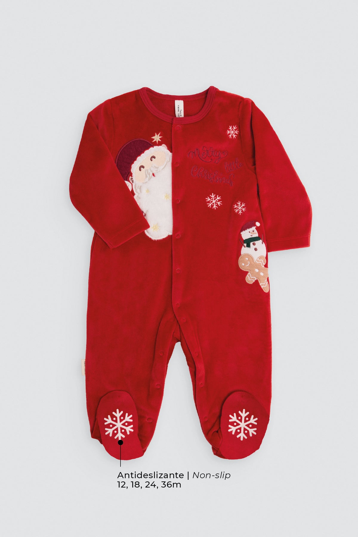 Tutina neonato manica lunga dettaglio bordado Papa Noel stampa navidad