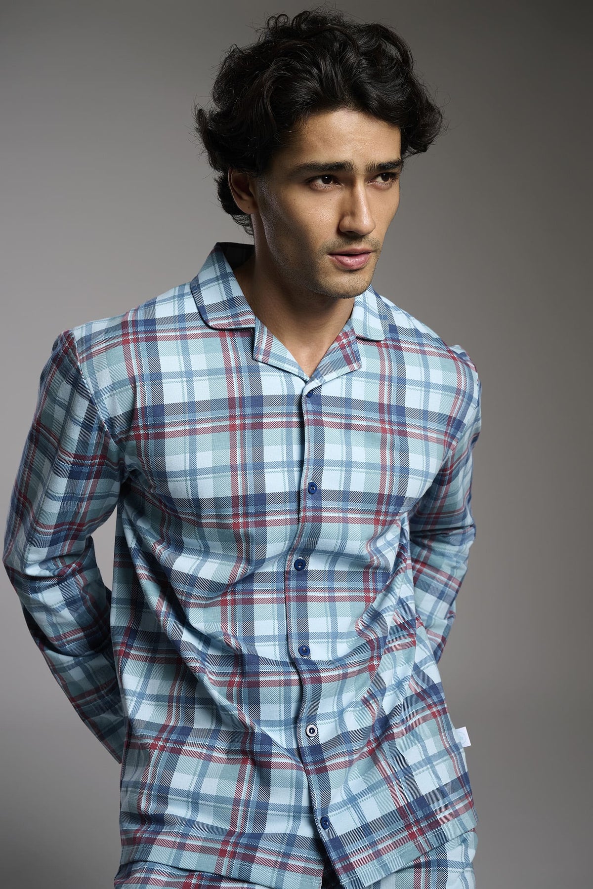 Pijama camisero largo uomo algodón cuadros