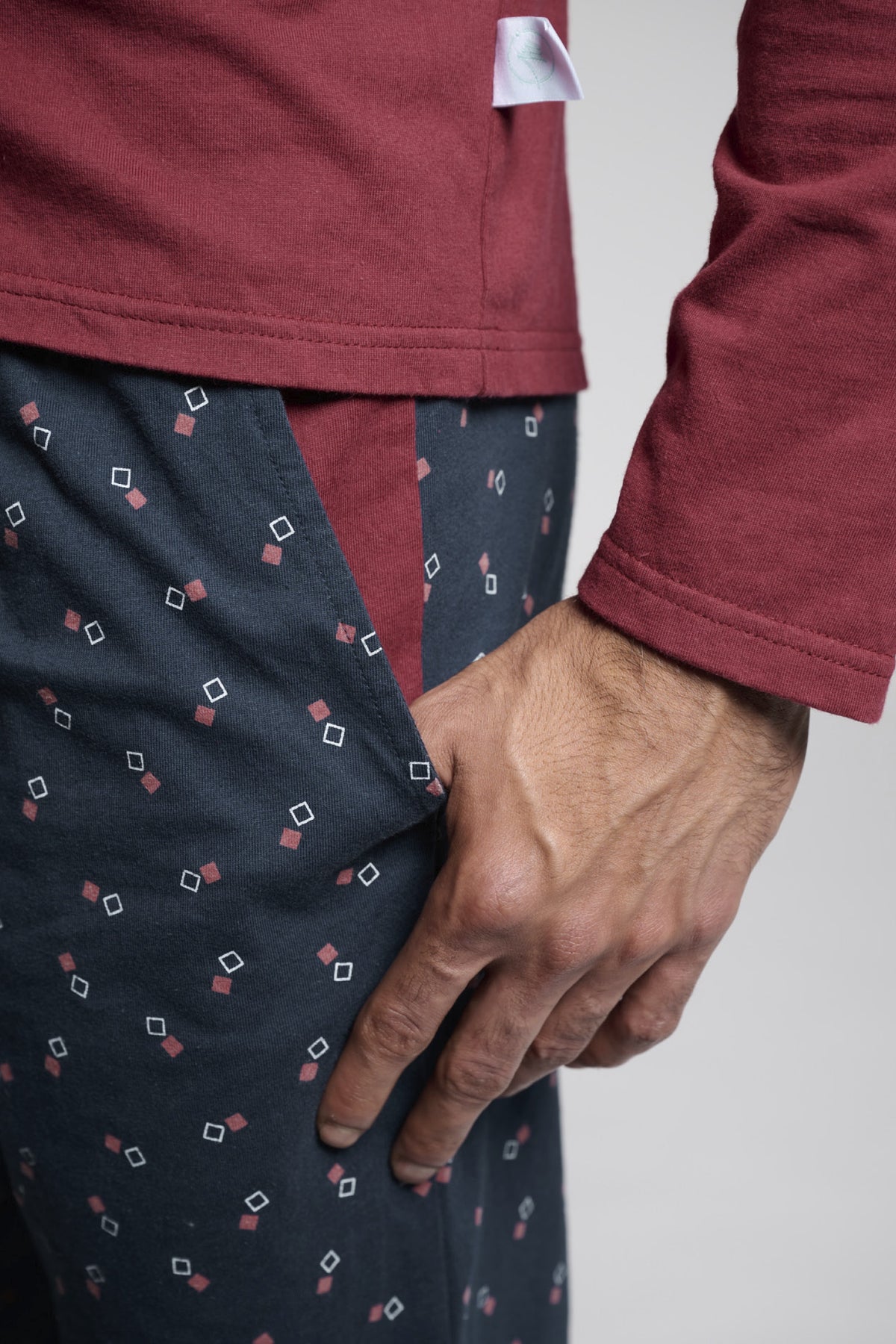 Pigiama lungo uomo cotone detalle bolsillo stampa