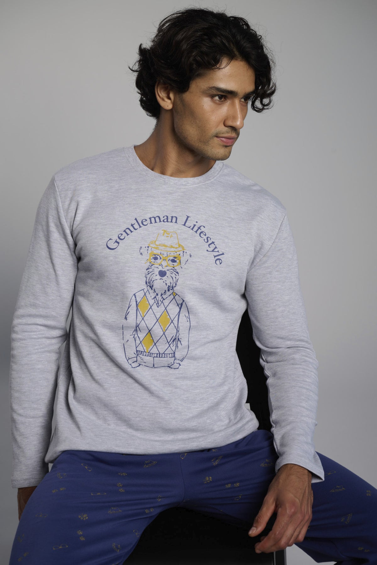Pigiama lungo uomo afelpado stampa Gentleman Lifestyle