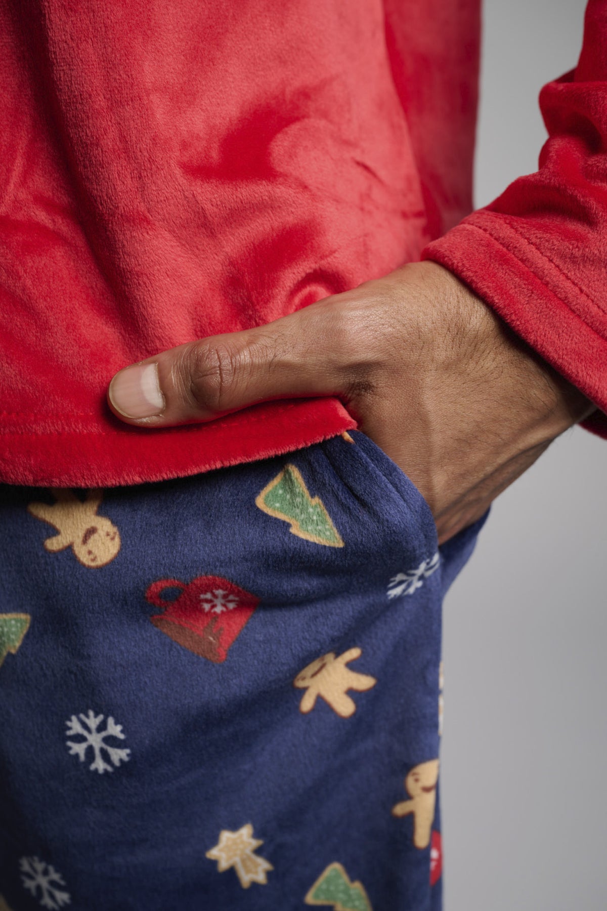 Pigiama lungo terciopelo uomo stampa galletas de jengibre Navidad
