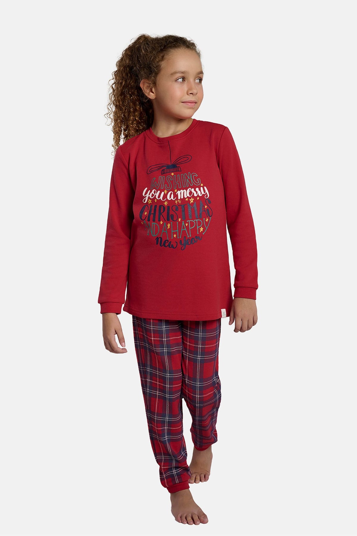 Pigiama lungo bambino unisex afelpado stampa Navidad cuadros