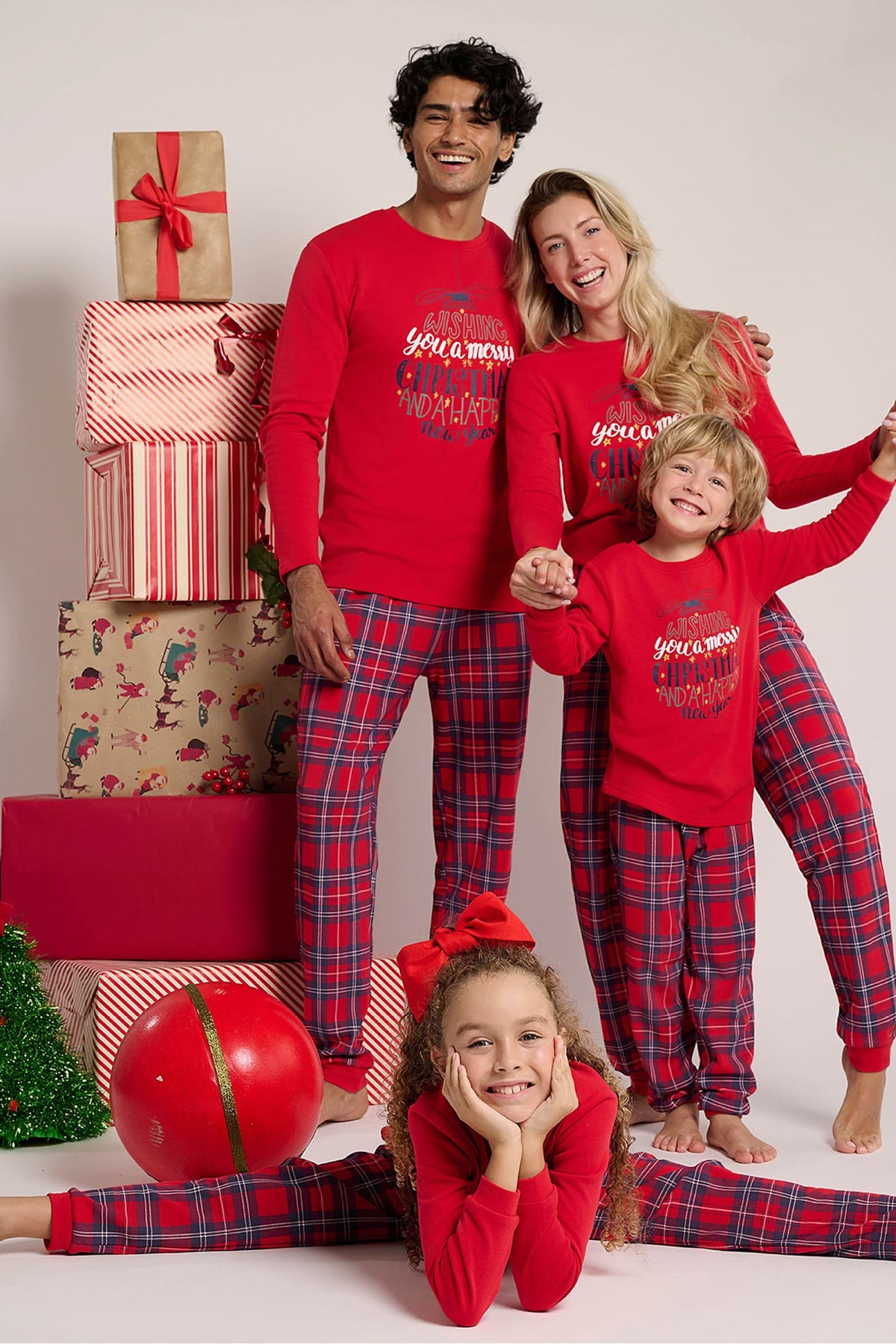 Pigiama lungo bambino unisex afelpado stampa Navidad cuadros