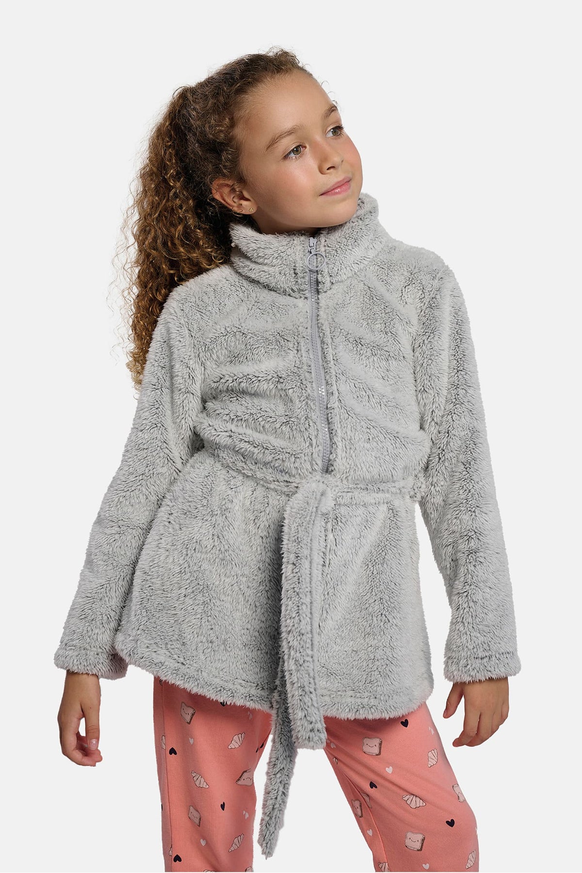 Bata bambino polar coralina bambina cinturón gris