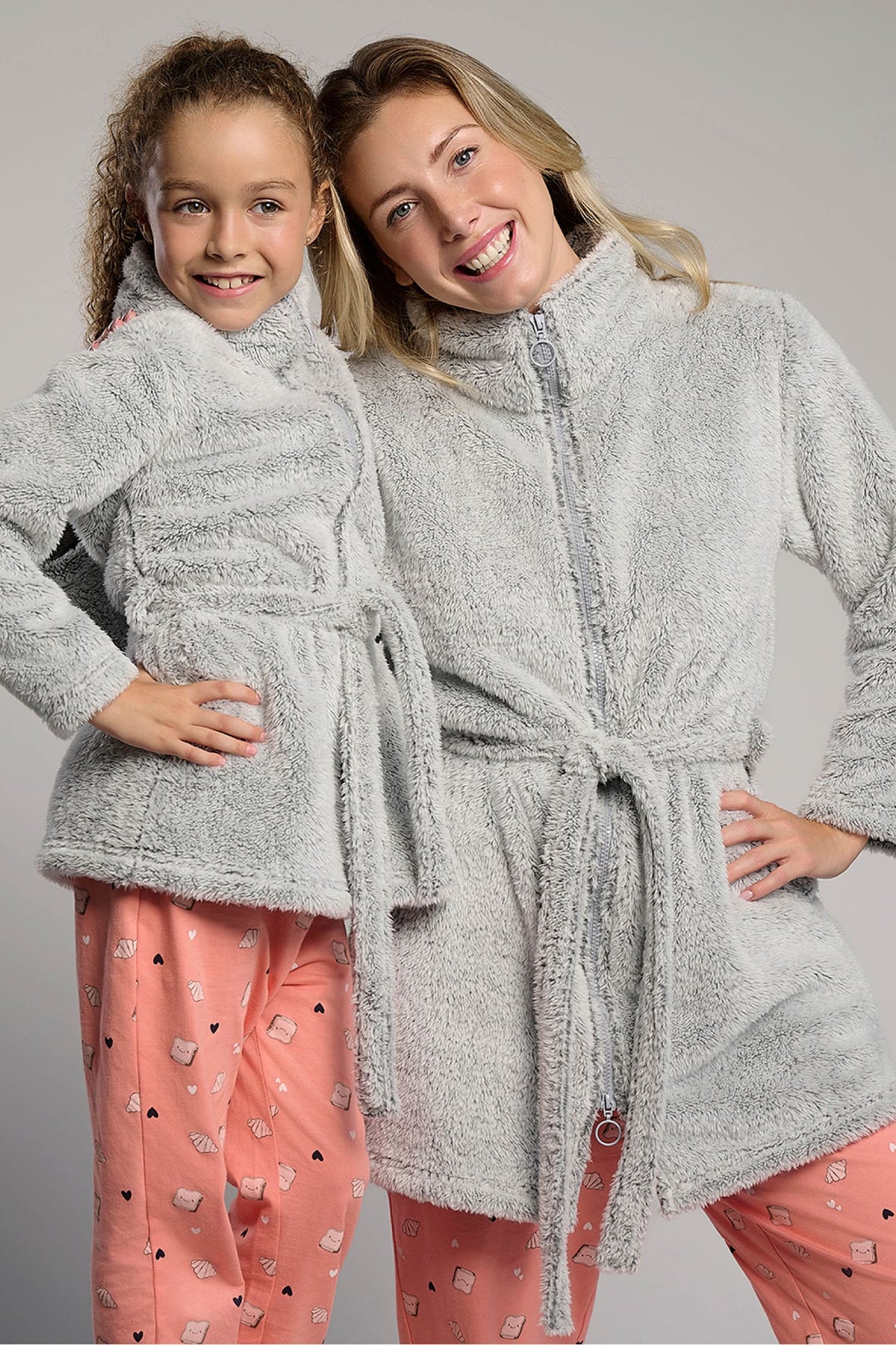 Bata bambino polar coralina bambina cinturón gris