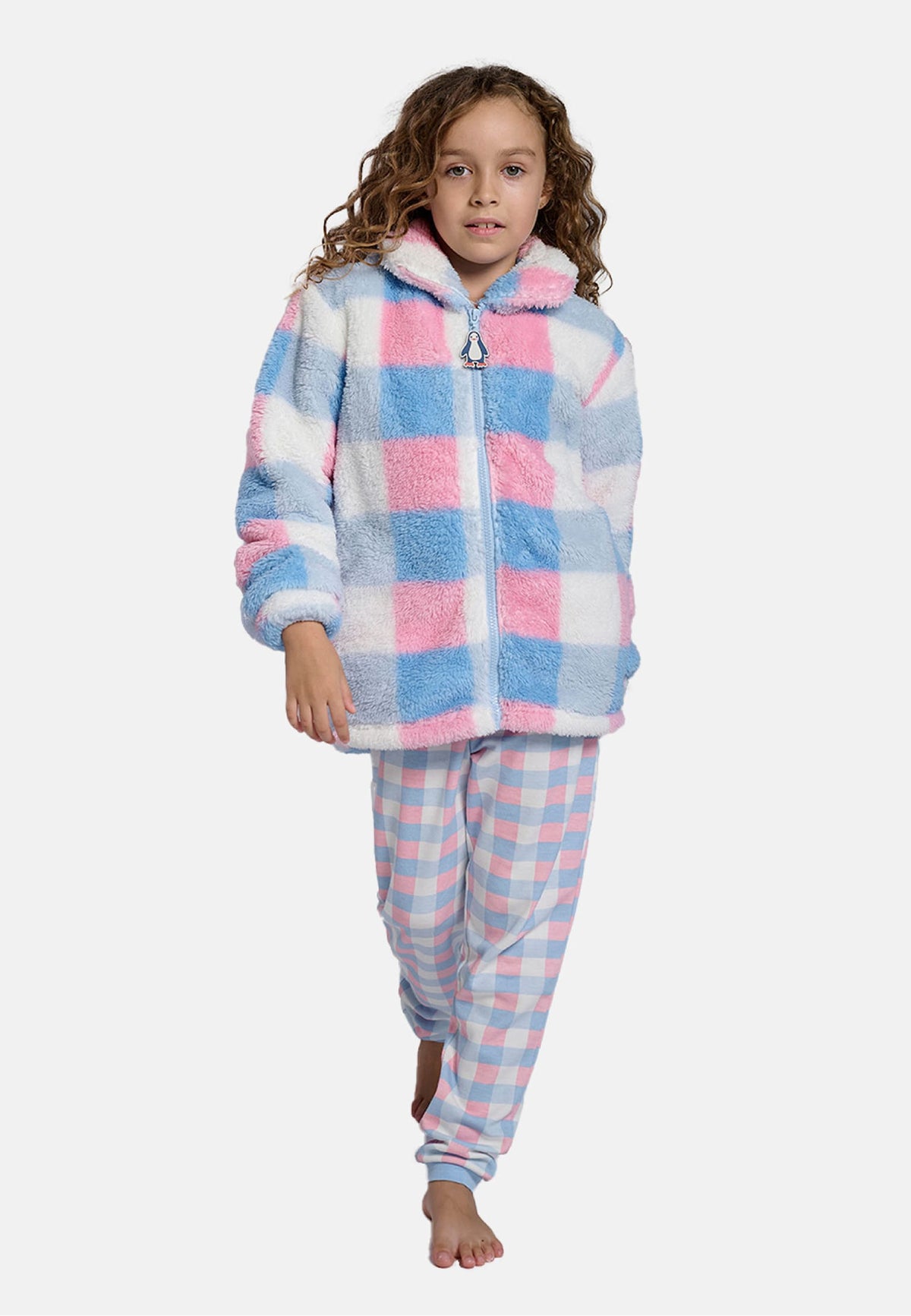 Bata bambino polar borreguito bambina cierre cremallera stampa cuadros