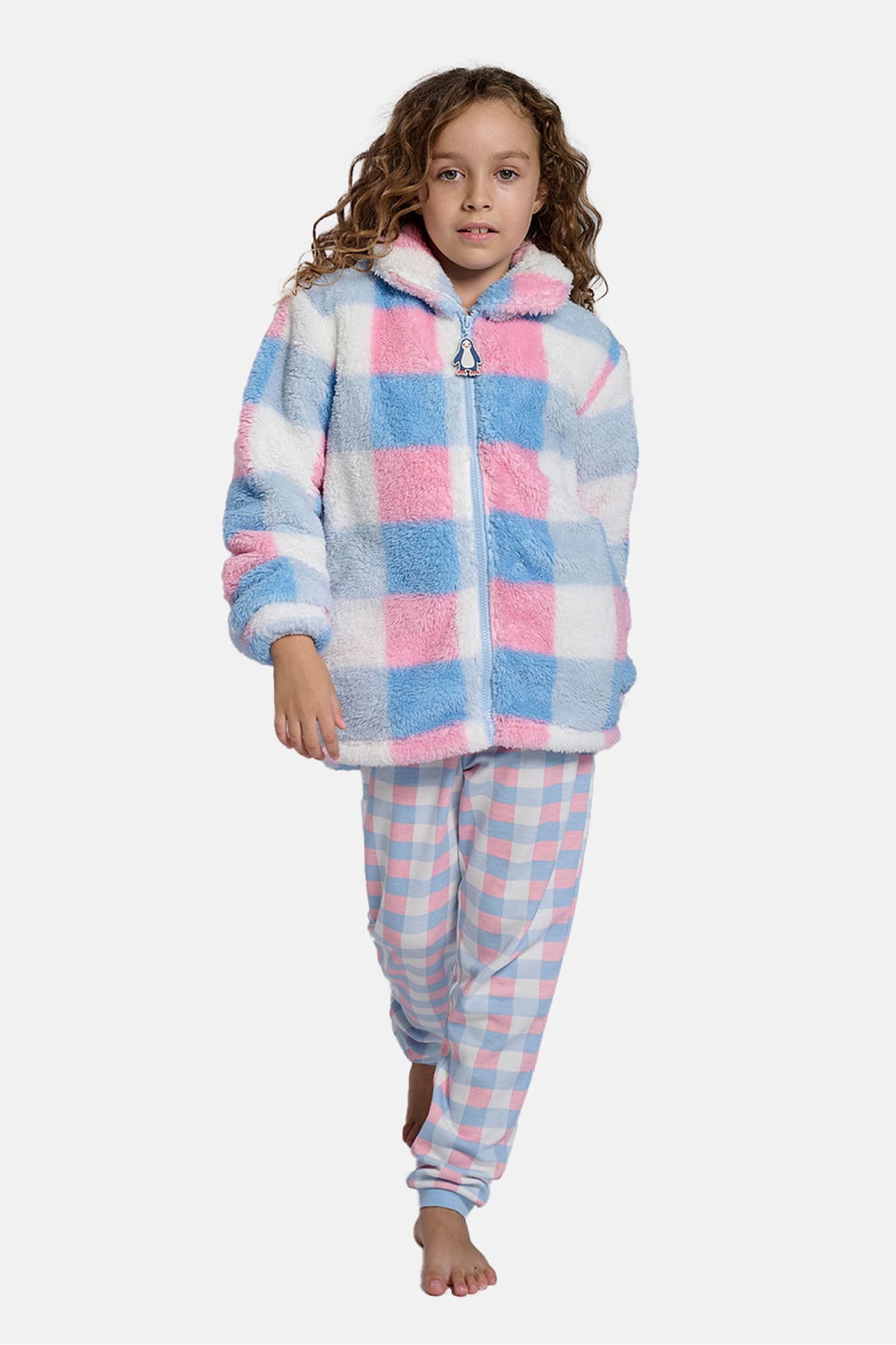 Bata bambino polar borreguito bambina cierre cremallera stampa cuadros