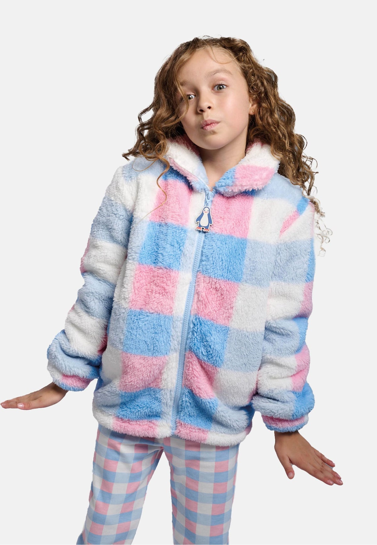 Bata bambino polar borreguito bambina cierre cremallera stampa cuadros