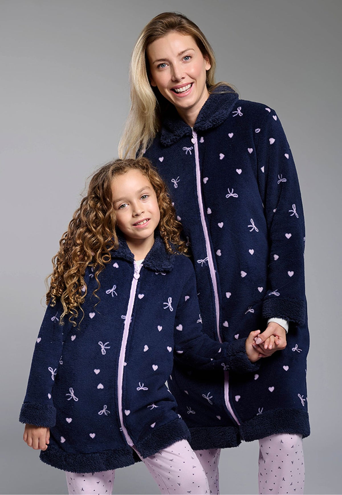 Bata bambino polar borreguito bambina cierre cremallera stampa lazos y corazones