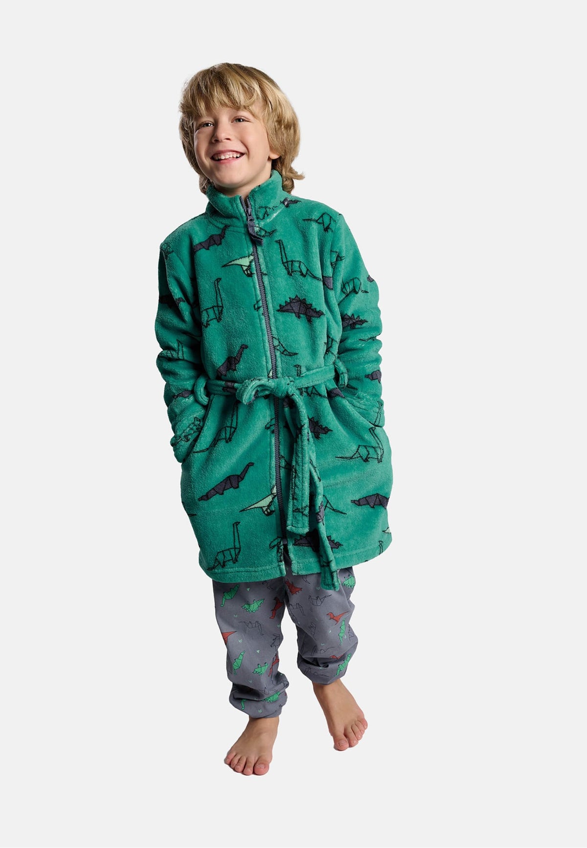 Bata bambino polar coralina bambino cierre cremallera stampa dinosaurios